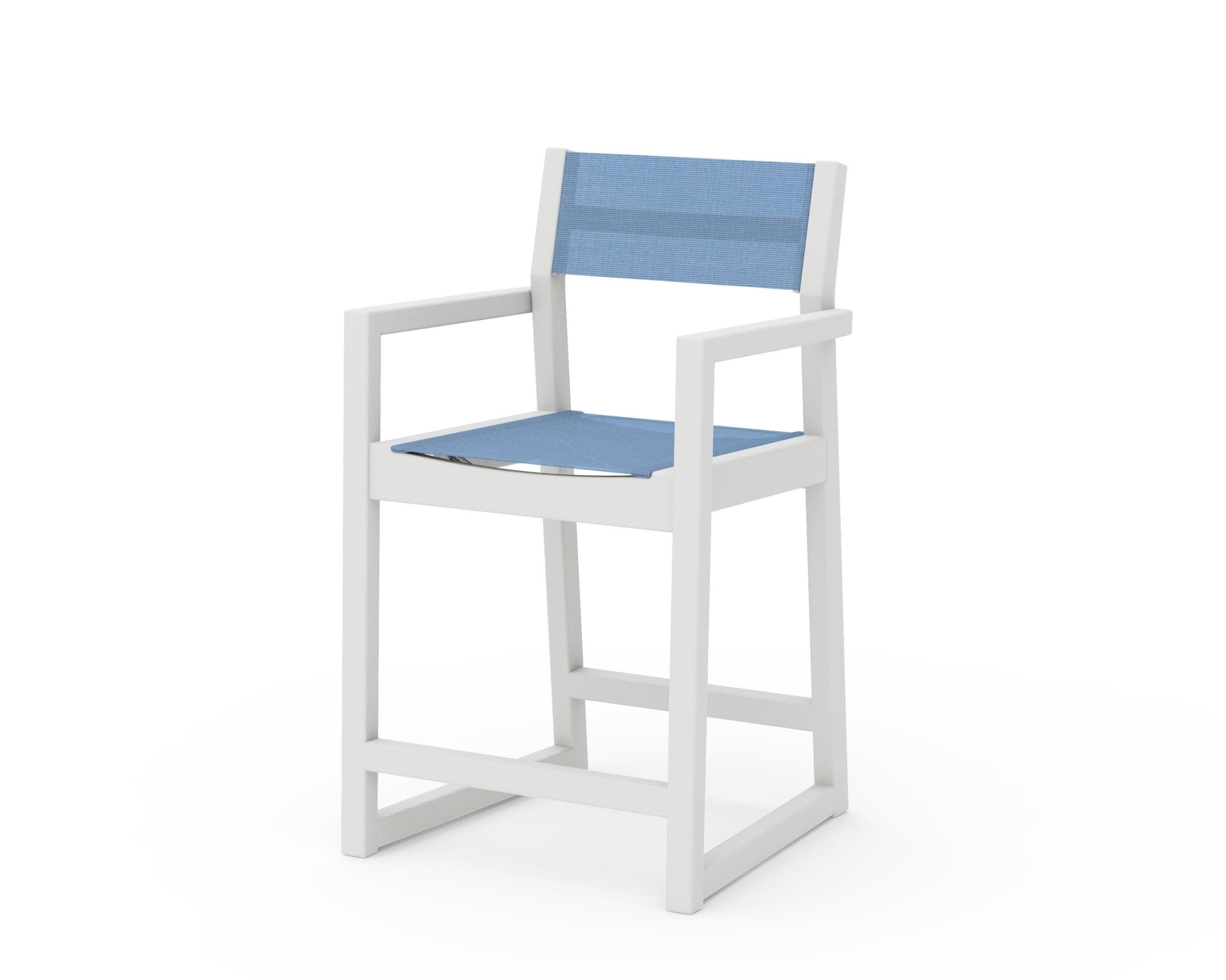 EDGE Sling Counter Arm Chair in Vintage White / Poolside Sling