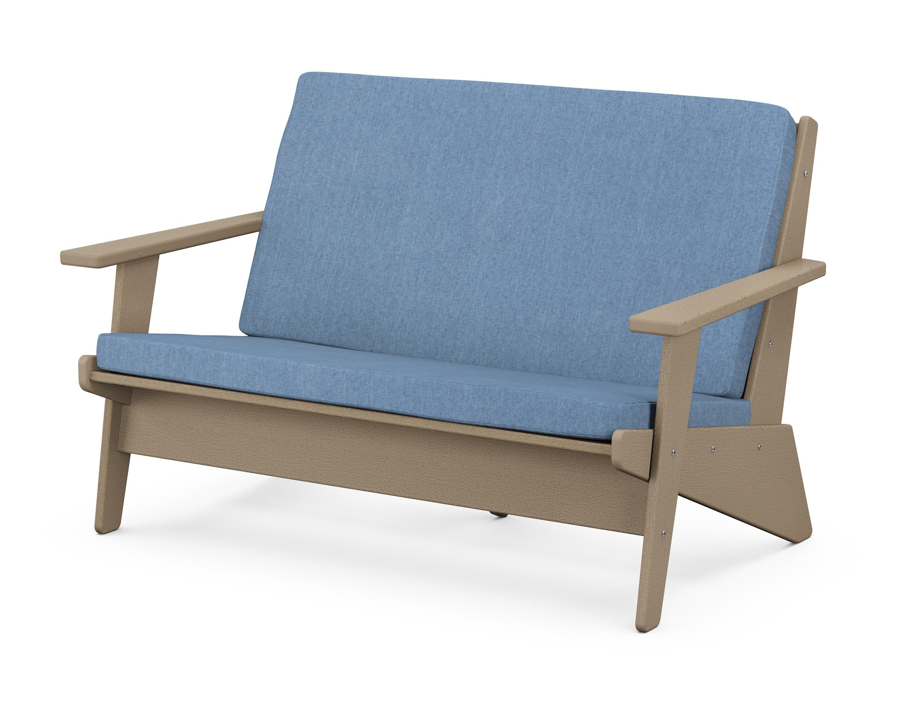 Riviera Modern Lounge Loveseat in Vintage Sahara / Sky Blue