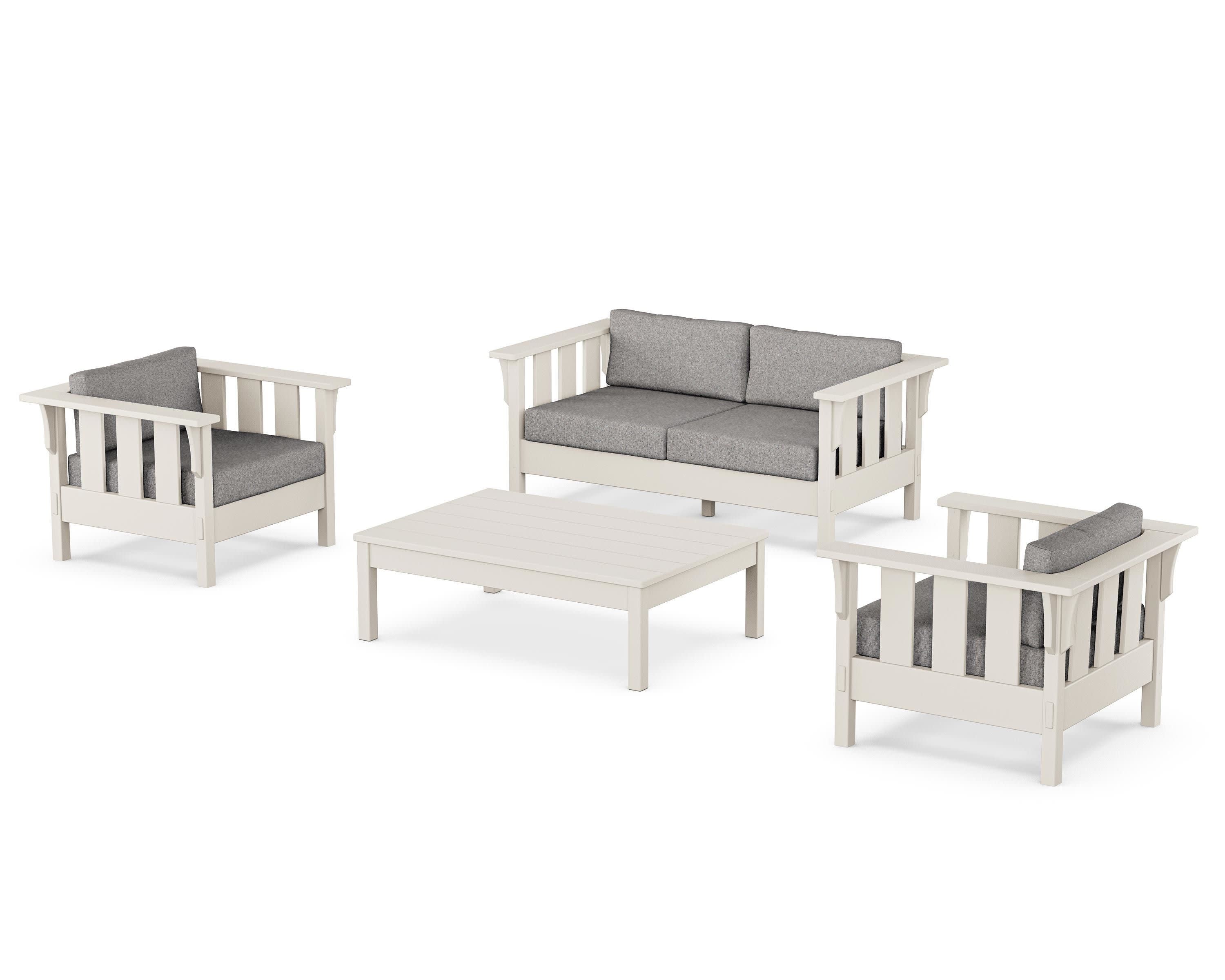 Acadia 4-Piece Deep Seating Set with Loveseat in Sand / Grey Mist
