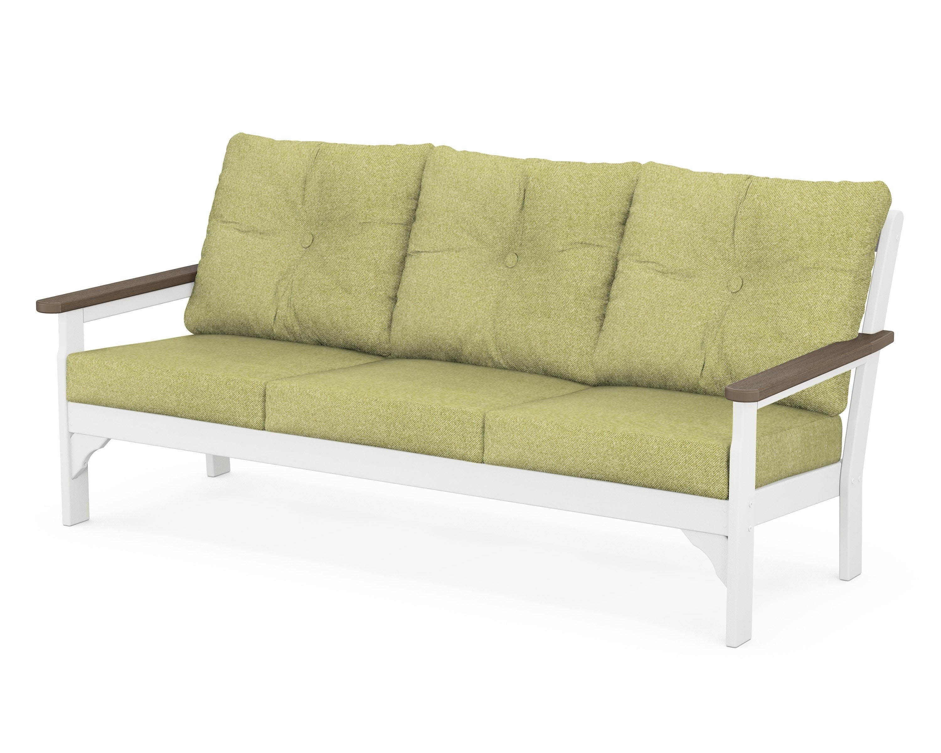 Vineyard Deep Seating Sofa in White / Kona / Chartreuse Boucle