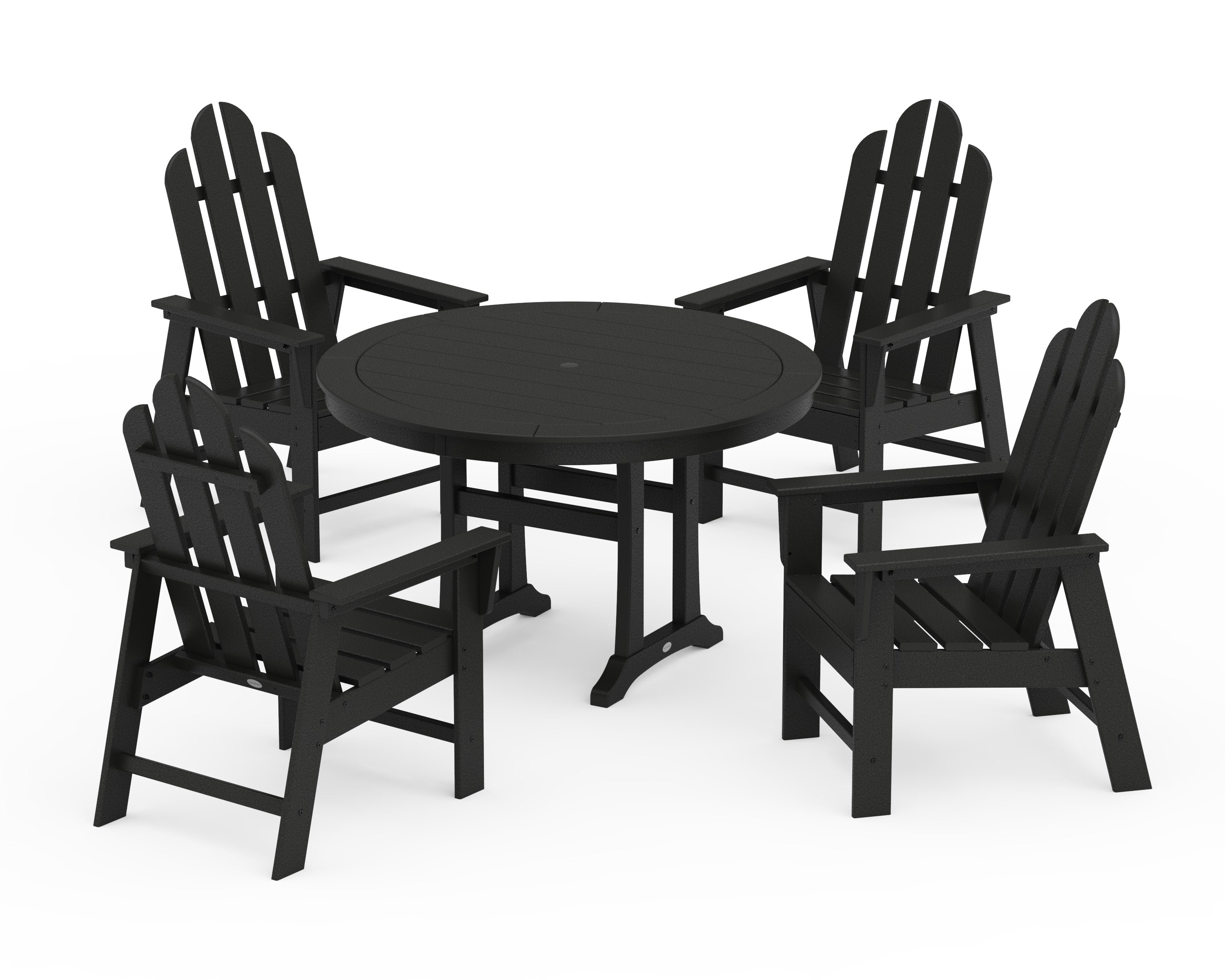 Long Island 5-Piece Round Dining Set with Trestle Legs in Black