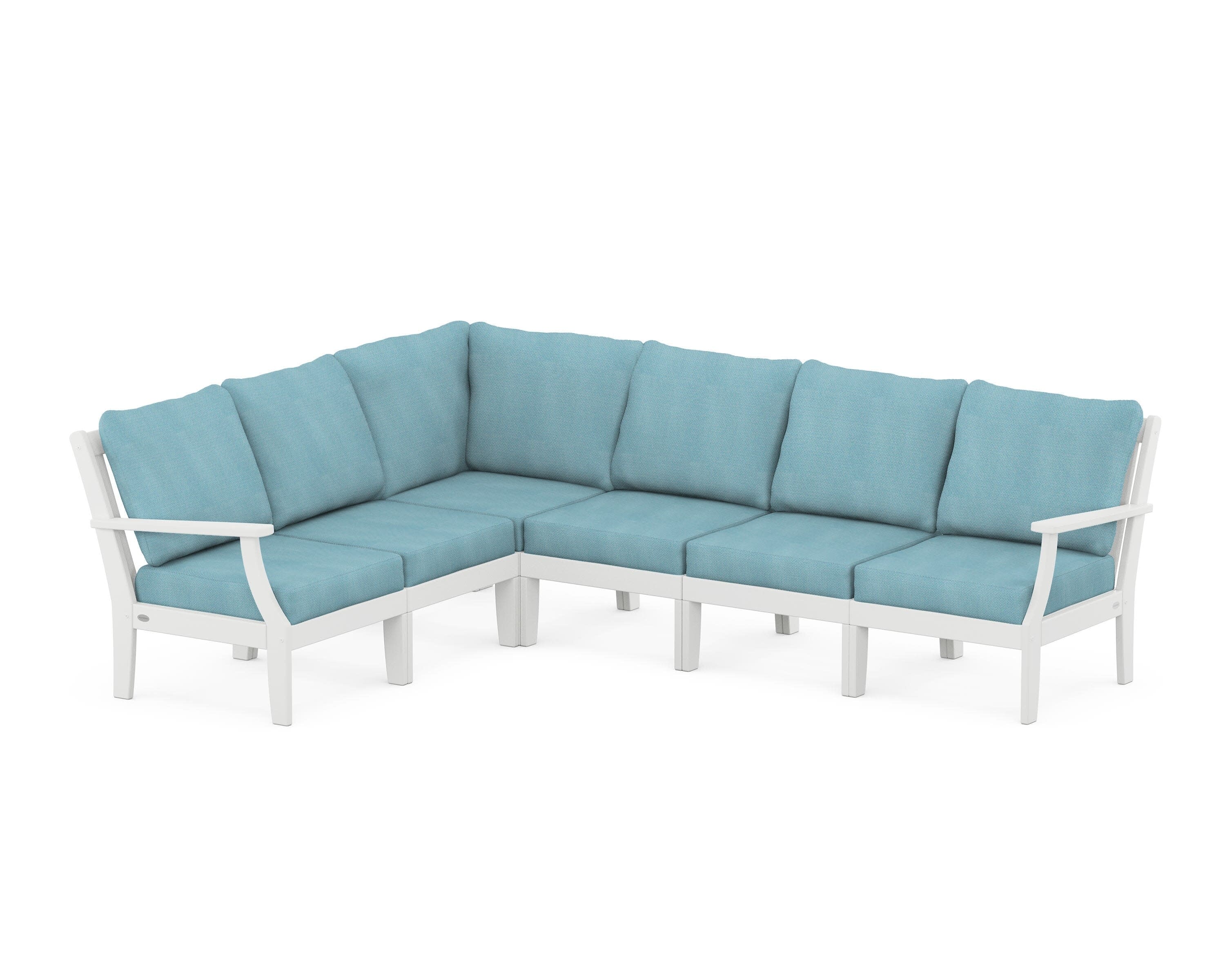 Braxton Modular 6-Piece Deep Seating Set in White / Lattice Sky Blue