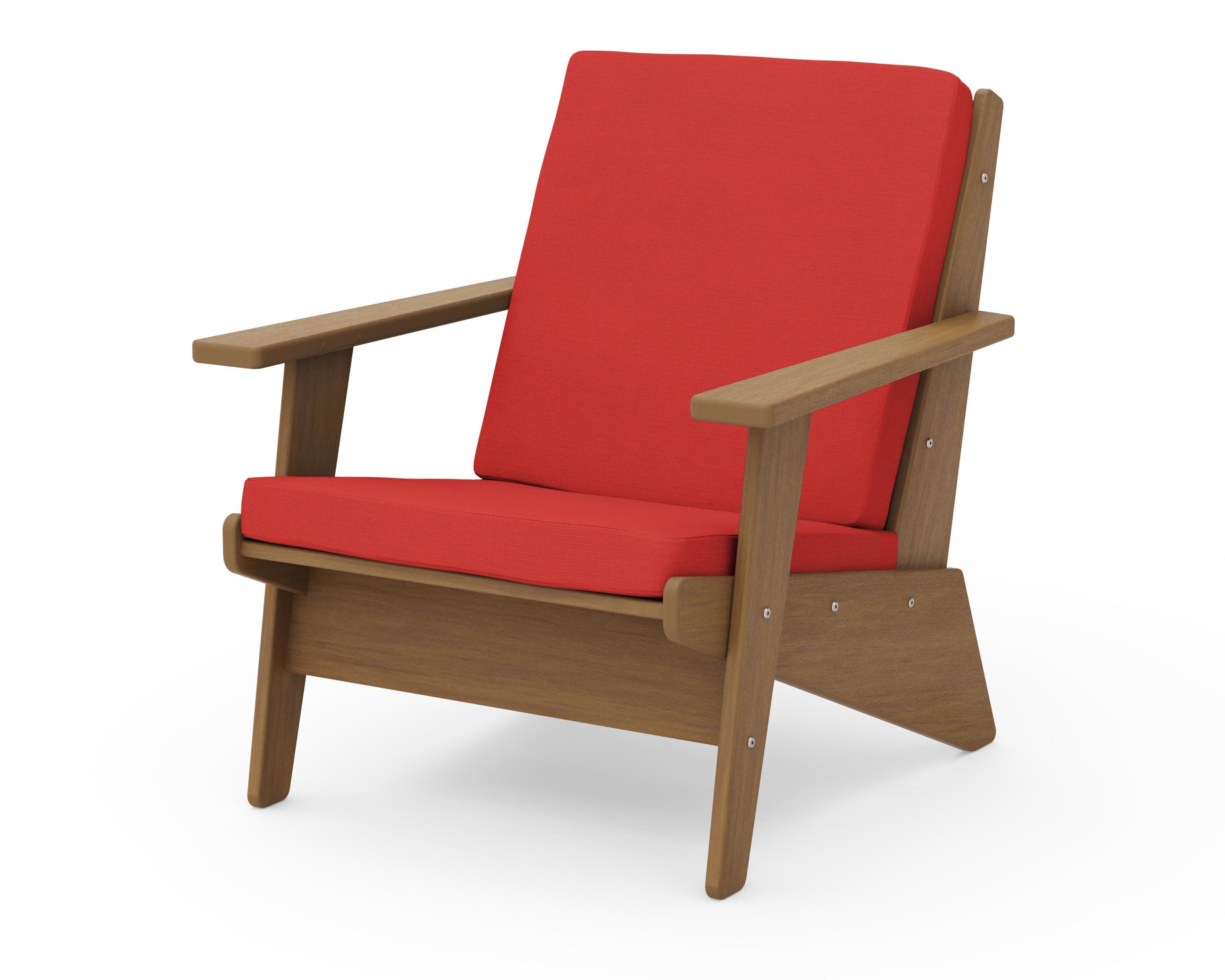 Riviera Modern Lounge Chair in Natural / Crimson Linen