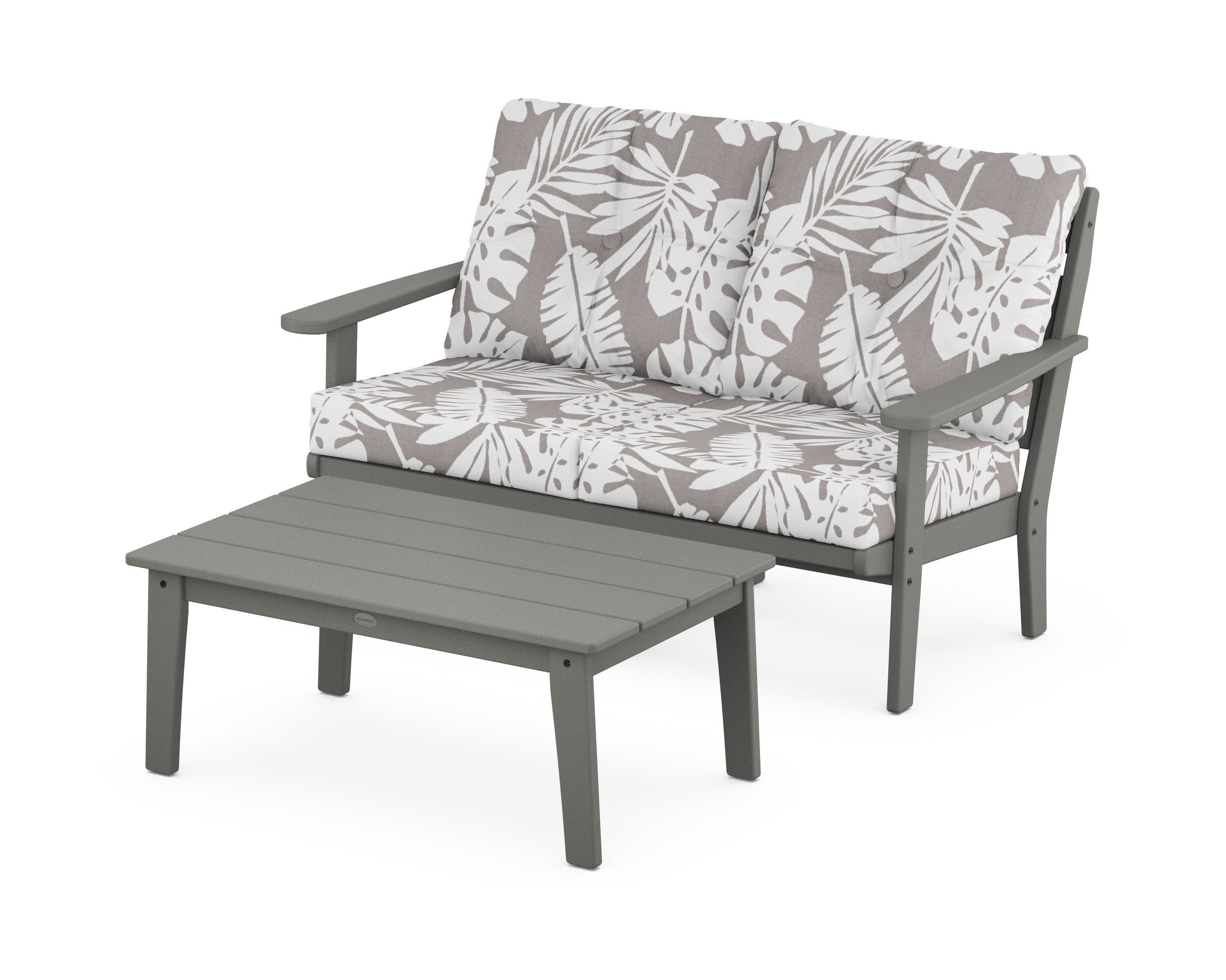 Lakeside 2-Piece Lounge Loveseat Set in Slate Grey / Leaf Grey Mist