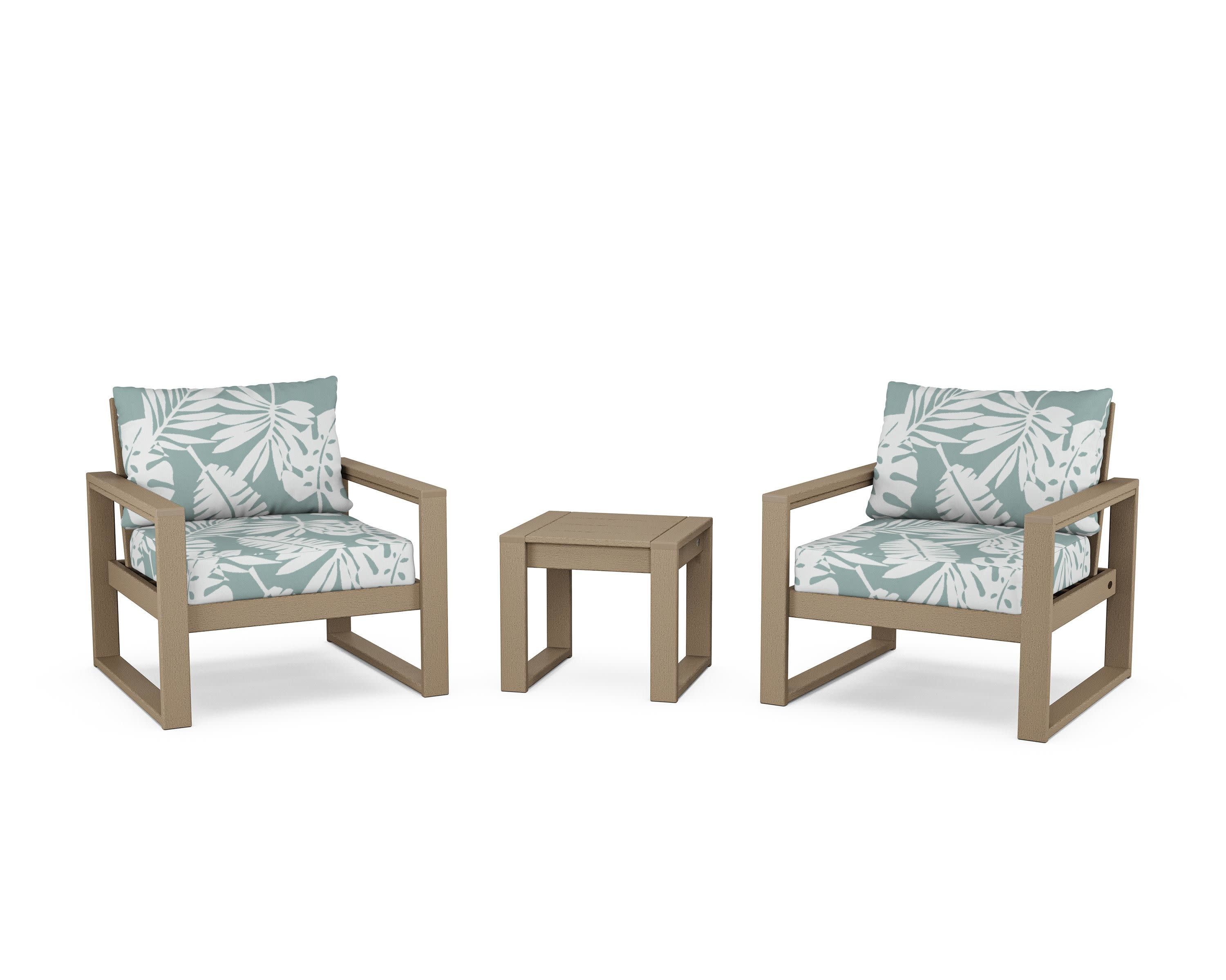 EDGE Sectional 3-Piece Deep Seating Set in Vintage Sahara / Leaf Glacier Spa