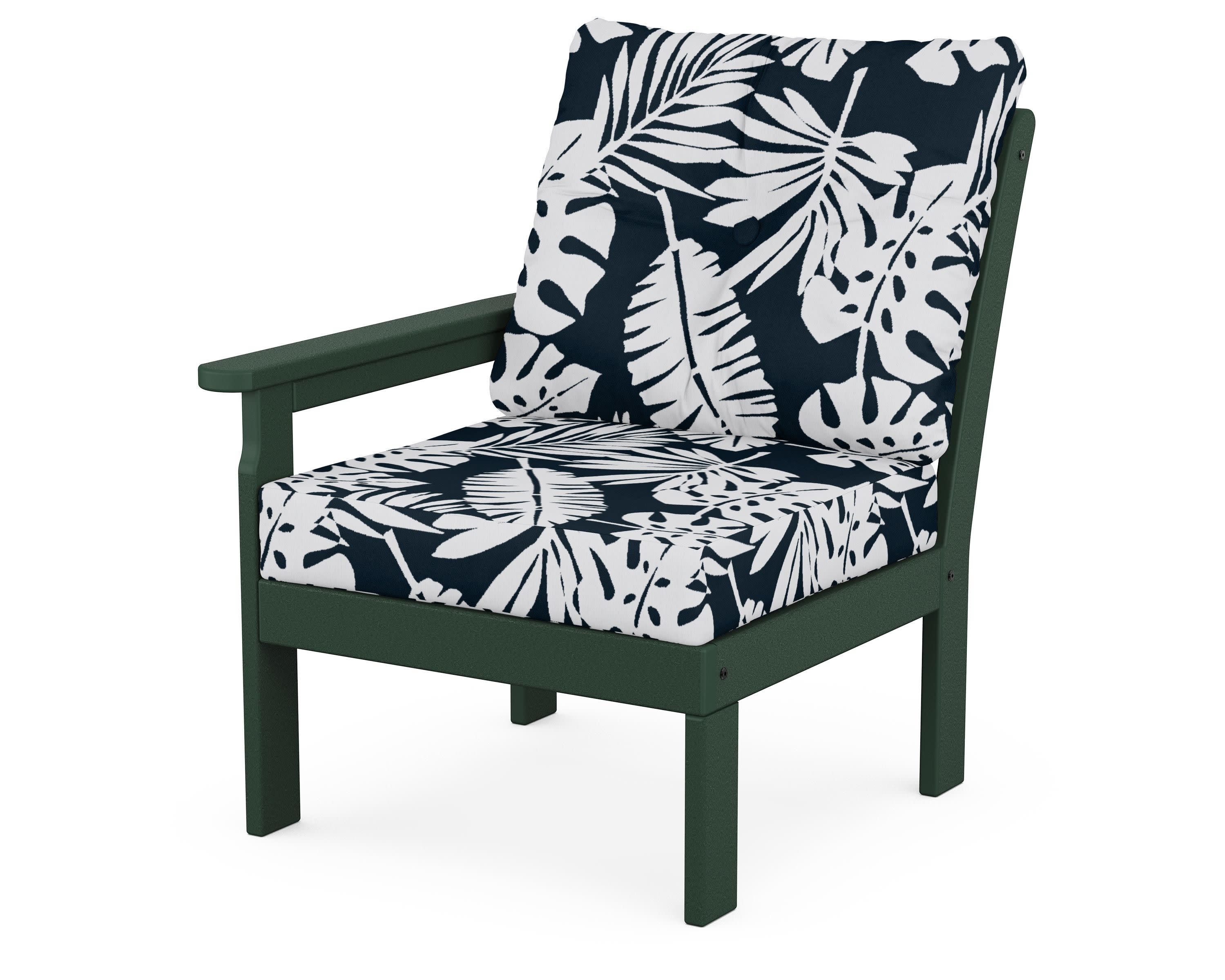 Vineyard Modular Left Arm Chair in Green / Leaf Marine Indigo