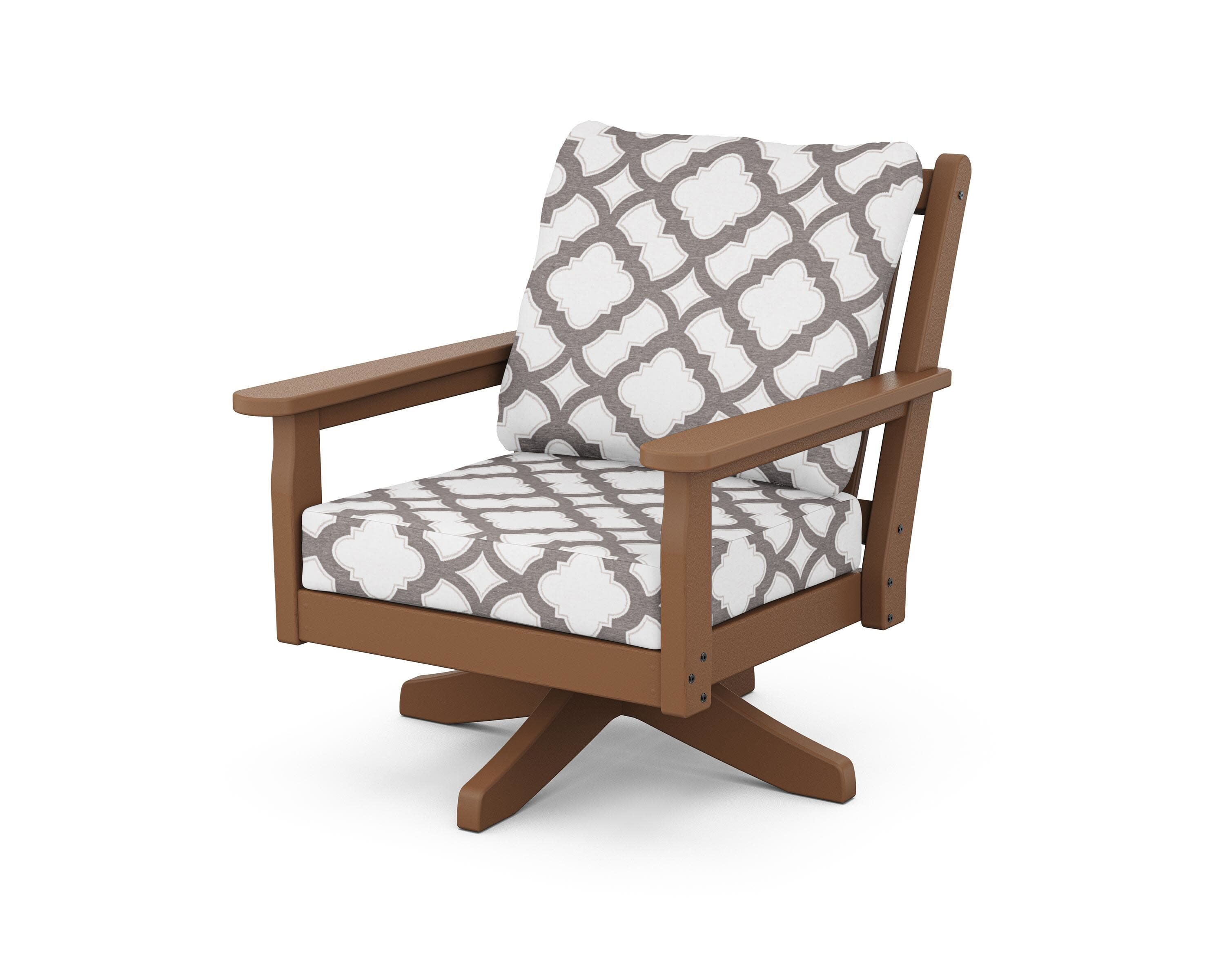 Chippendale Deep Seating Swivel Chair in Teak / Trellis Grey Mist
