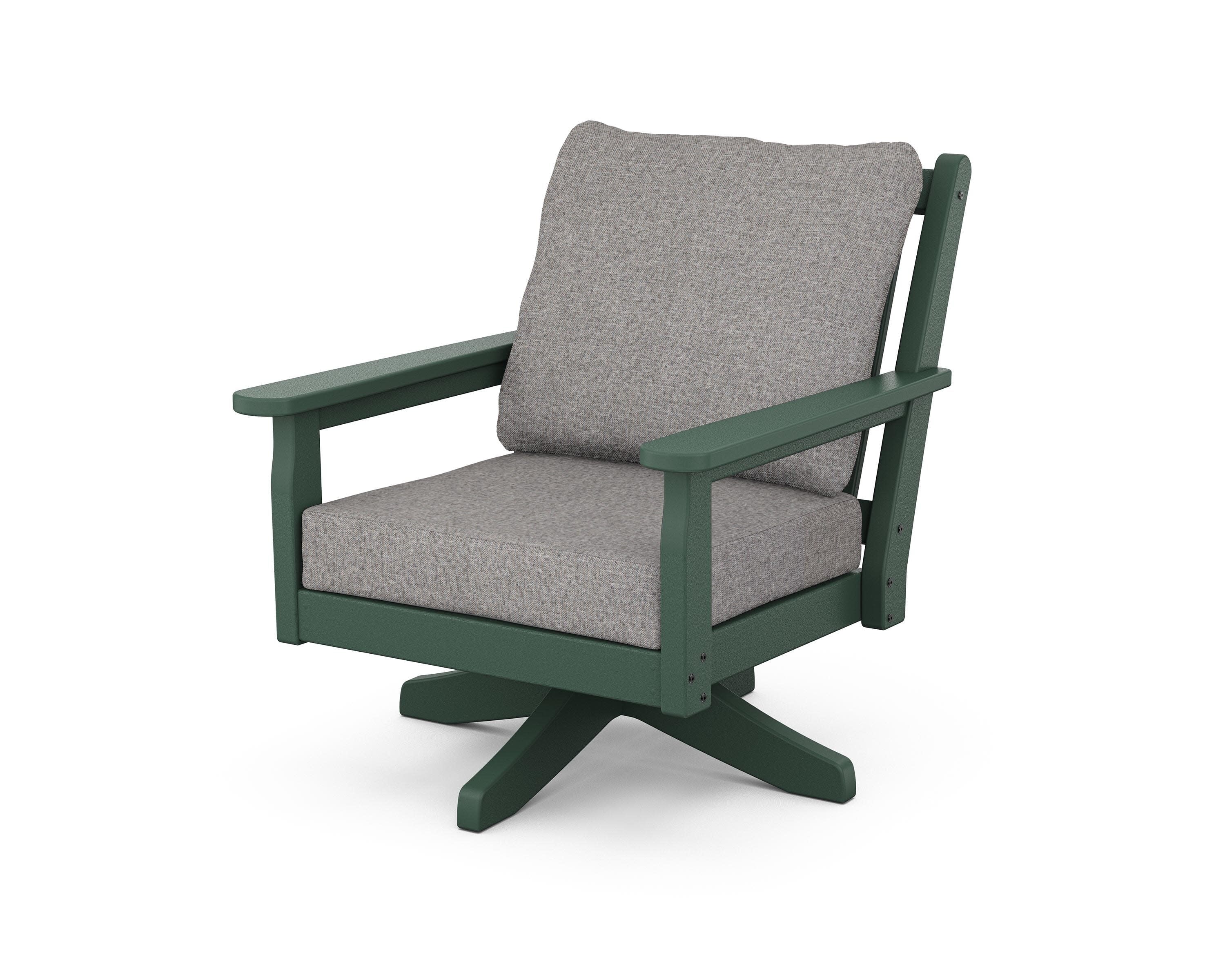 Chippendale Deep Seating Swivel Chair in Green / Grey Mist