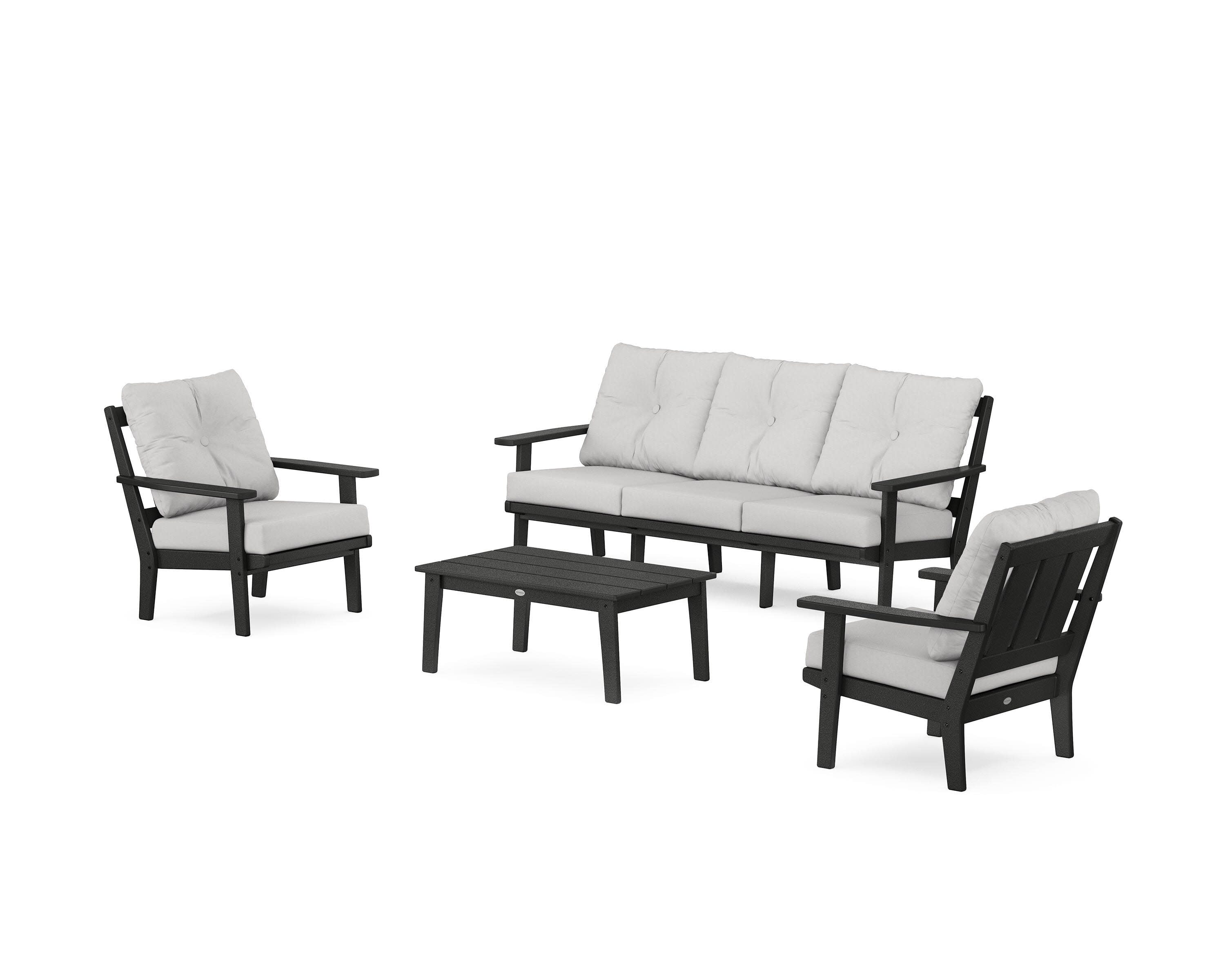 Oxford 4-Piece Deep Seating Set with Sofa in Black / Diamond in the Rough