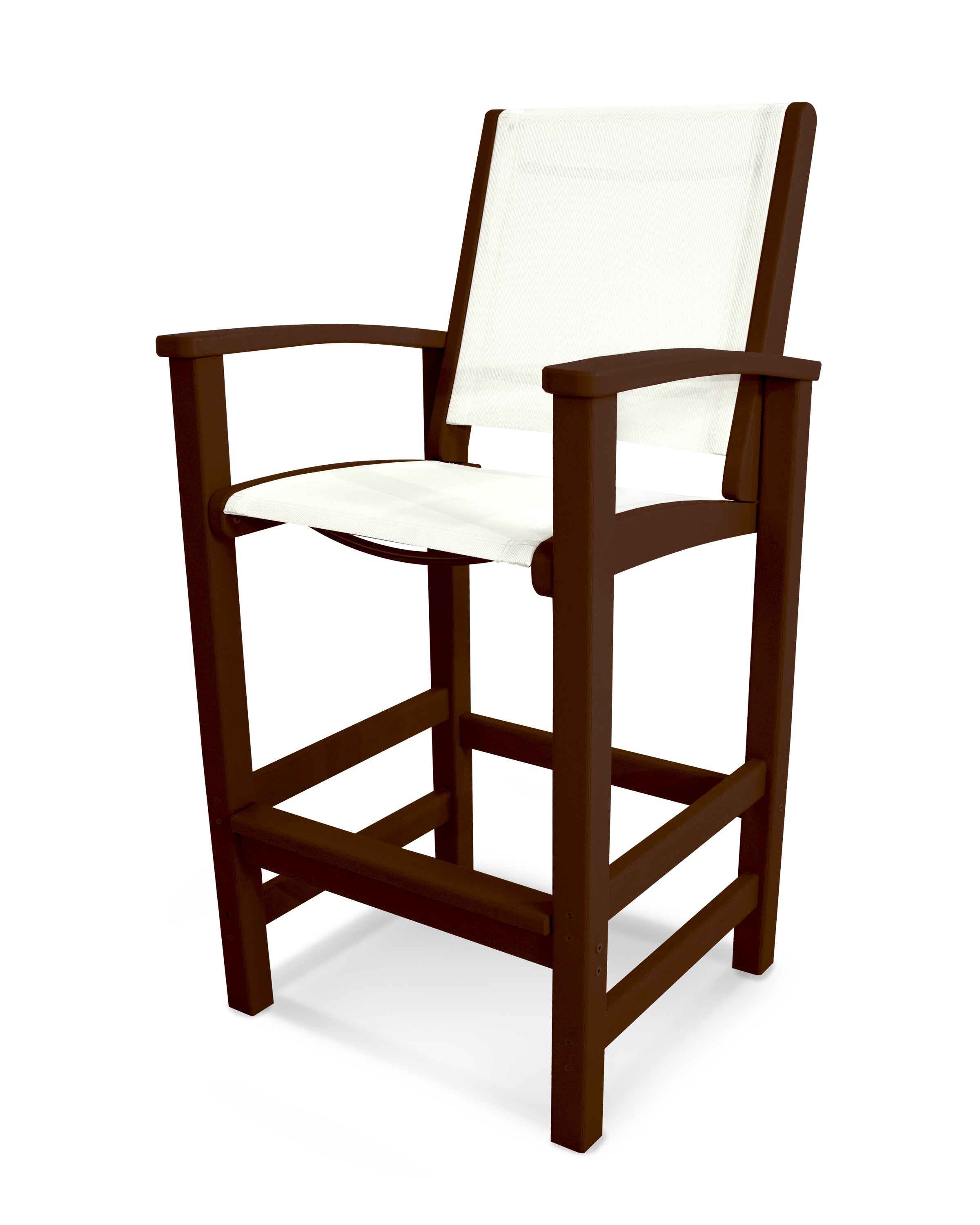 Coastal Bar Chair in Mahogany / White Sling