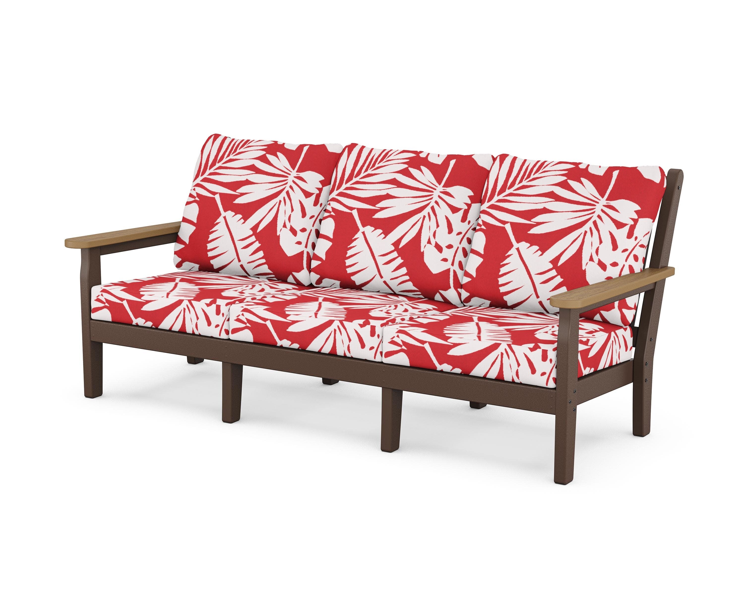 Chippendale Deep Seating Sofa in Mahogany / Natural / Leaf Crimson