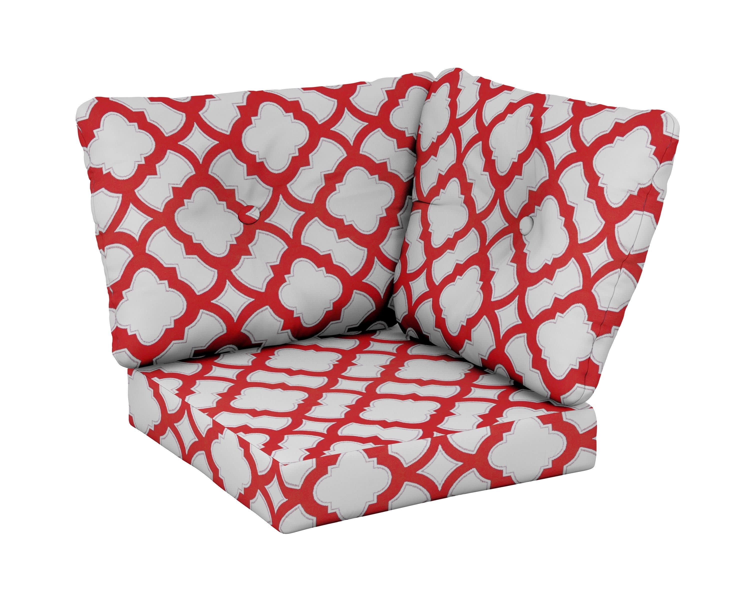 Modular Corner Cushion in Trellis Crimson