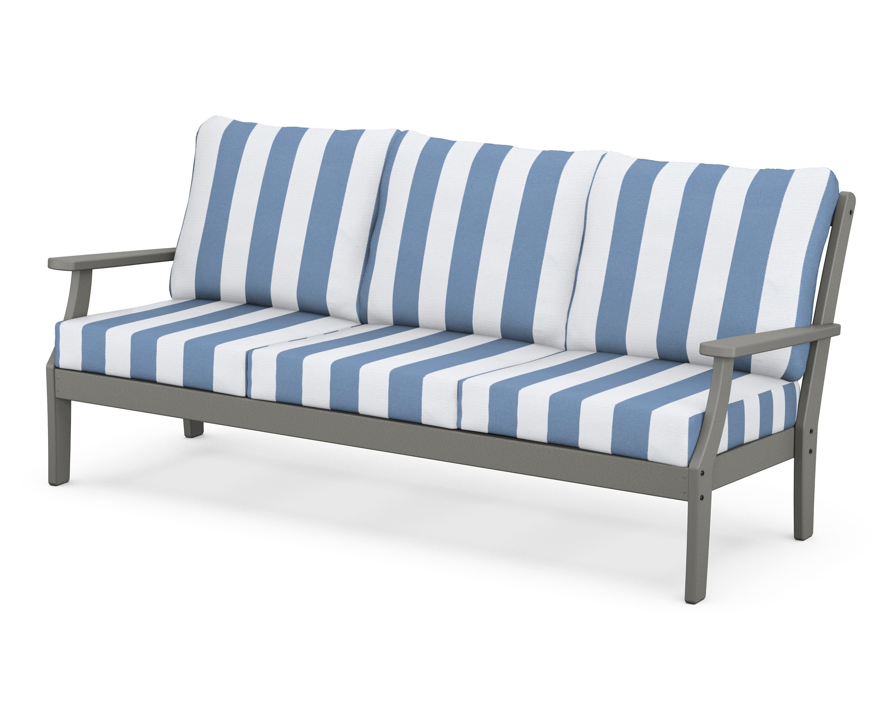 Braxton Deep Seating Sofa in Slate Grey / Cabana Stripe Sky Blue