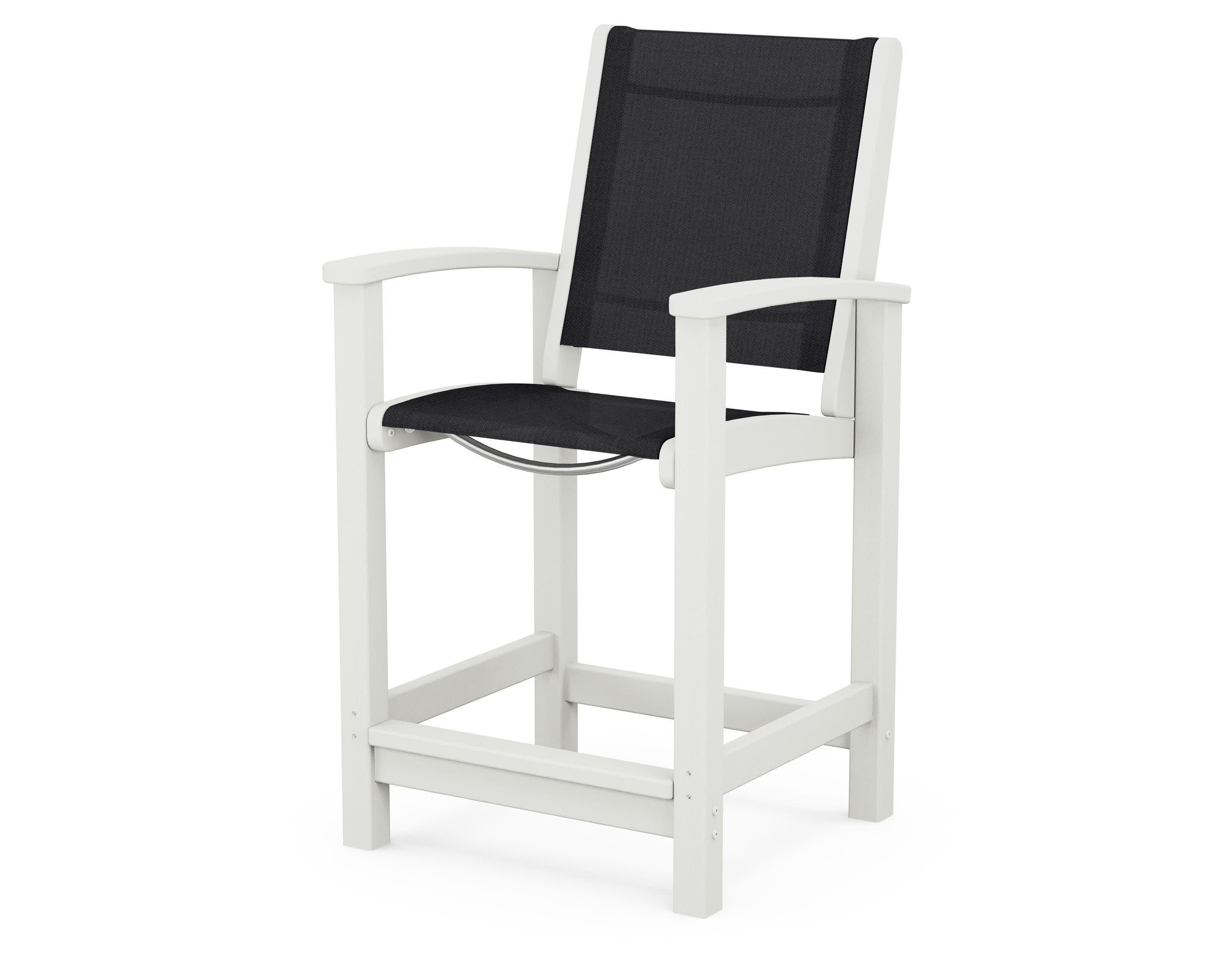 Coastal Counter Chair in Vintage White / Black Sling