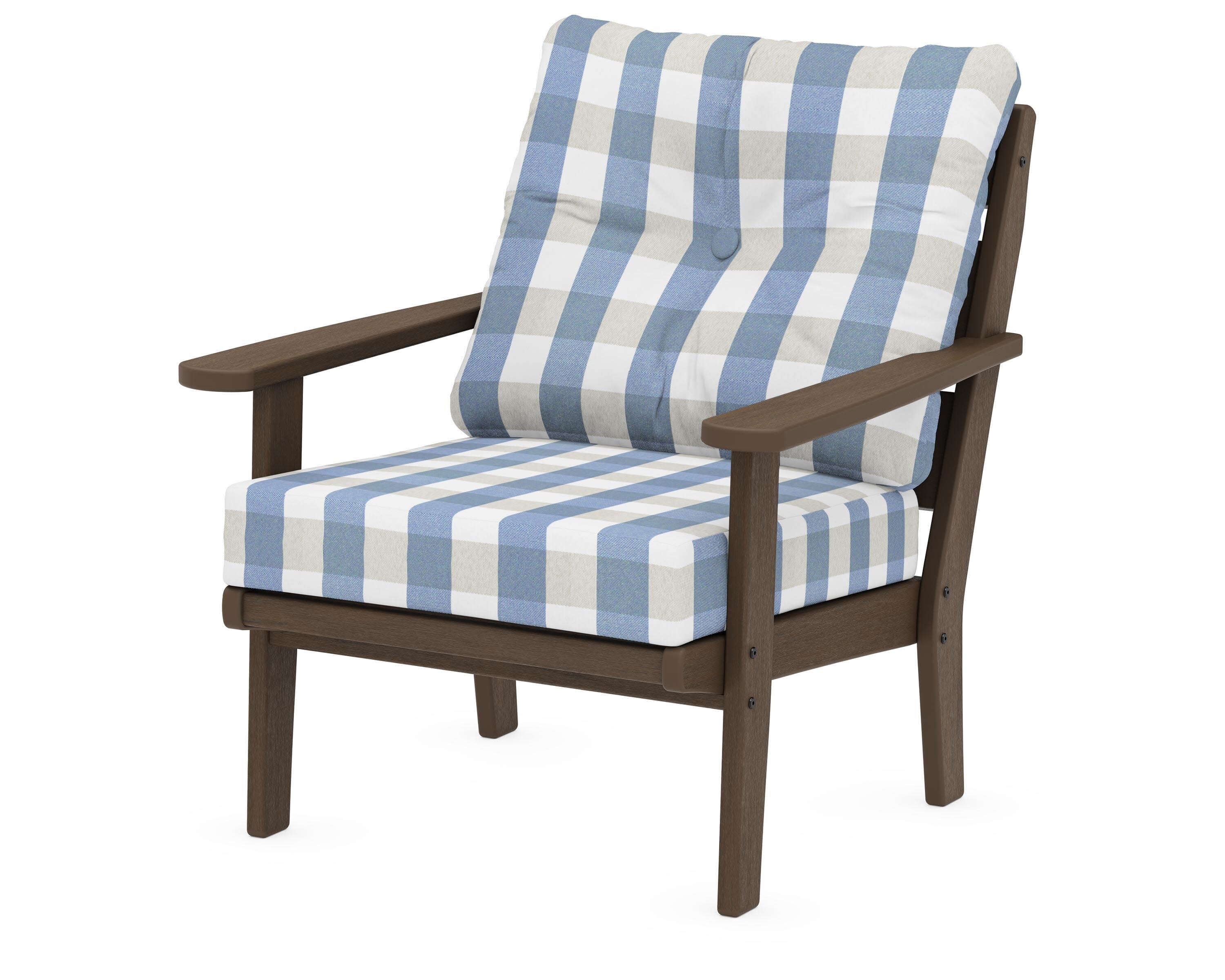 Lakeside Deep Seating Chair in Kona / Buffalo Plaid Sky Blue