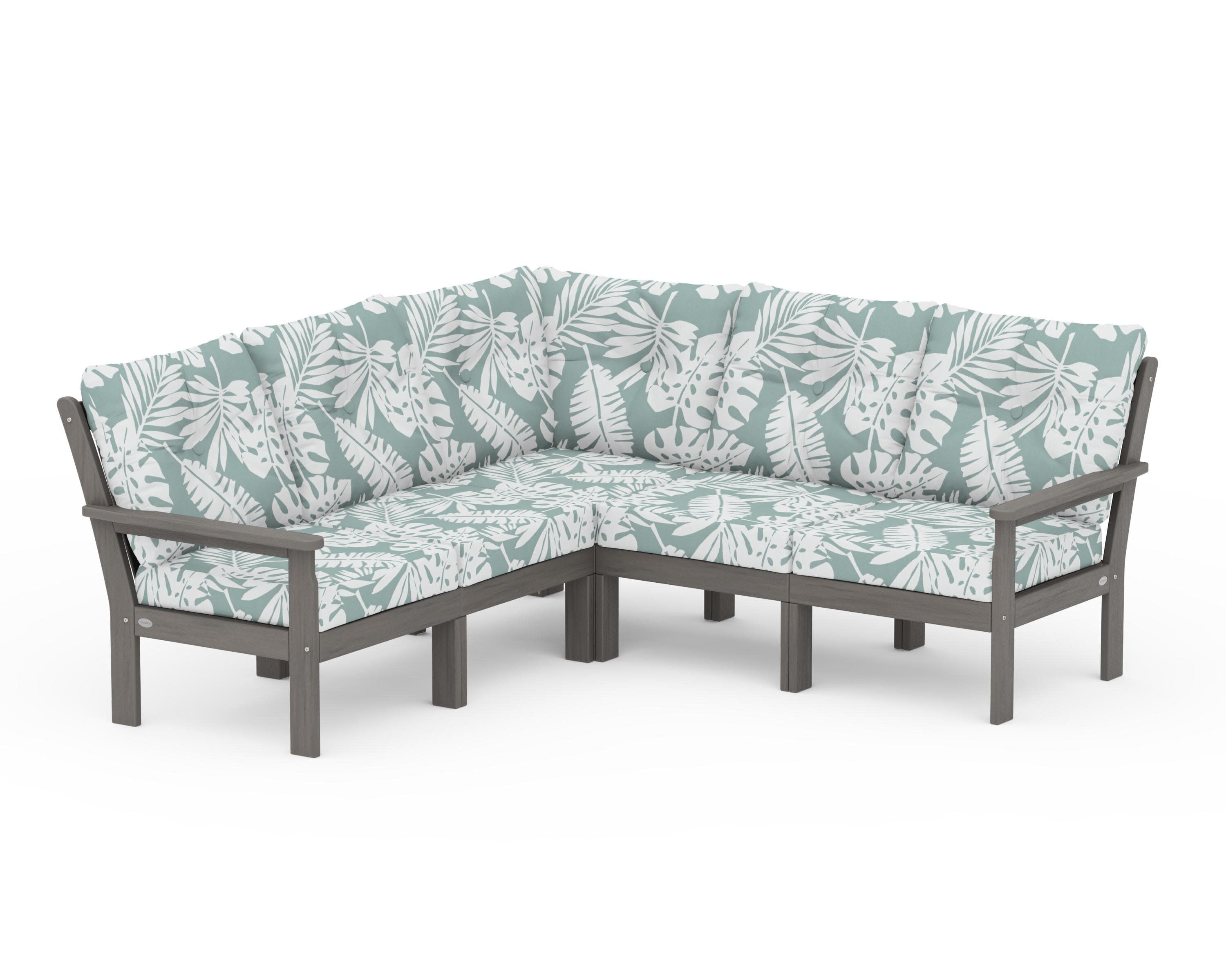 Vineyard 5-Piece Sectional in Driftwood / Leaf Glacier Spa