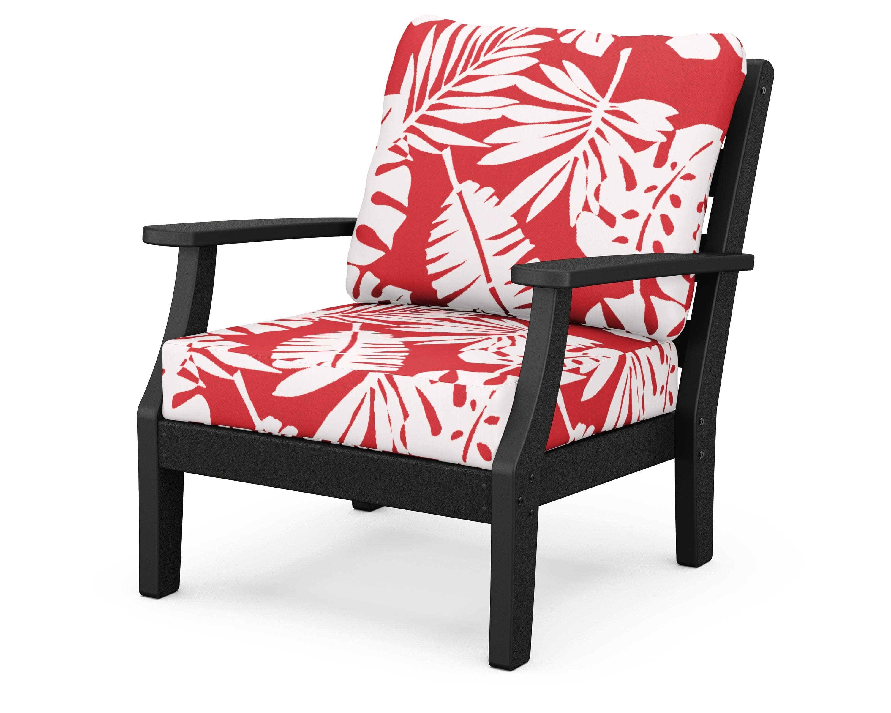 Chesapeake Deep Seating Chair in Black / Leaf Crimson