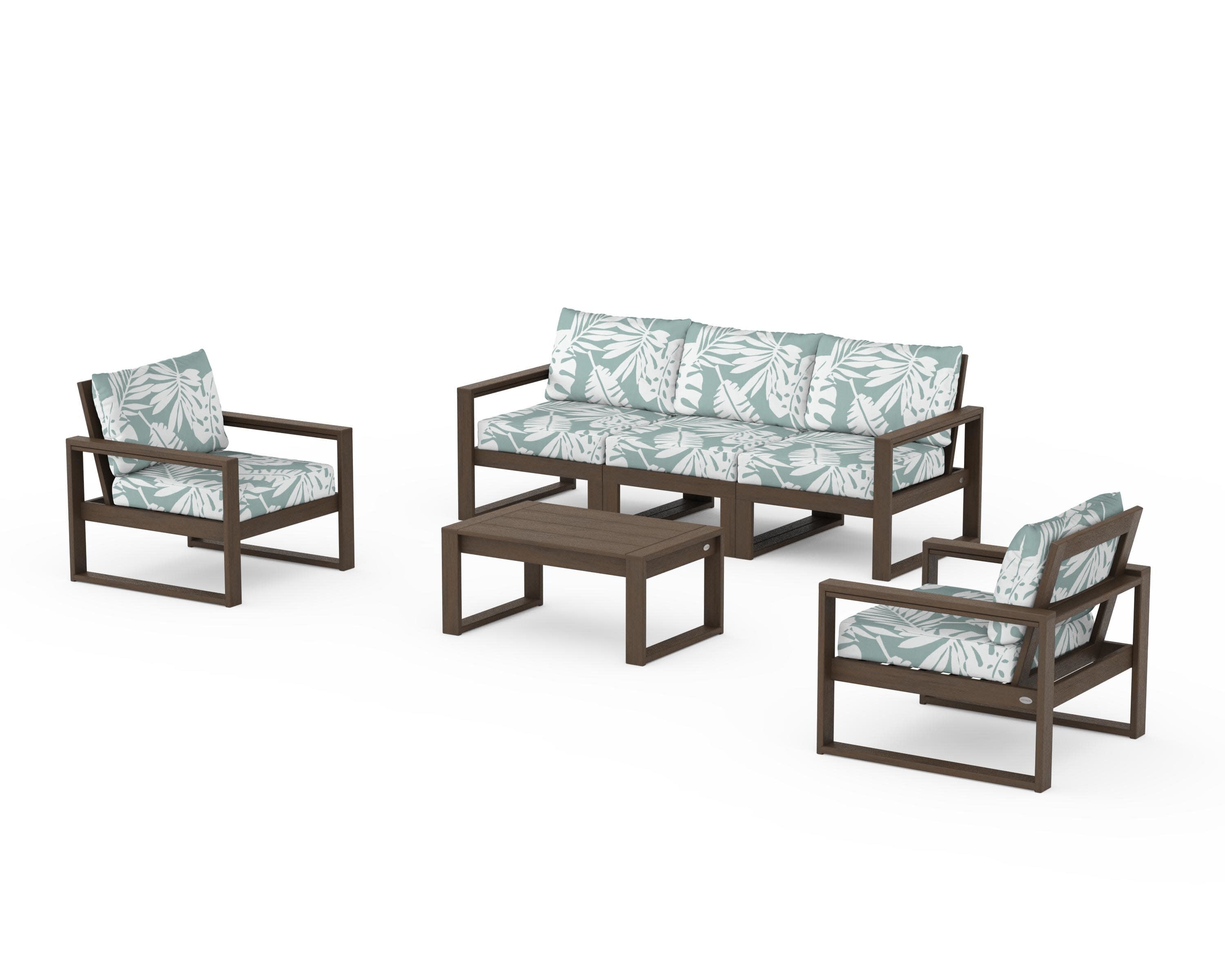 EDGE Sectional 4-Piece Deep Seating Set with Sofa in Kona / Leaf Glacier Spa