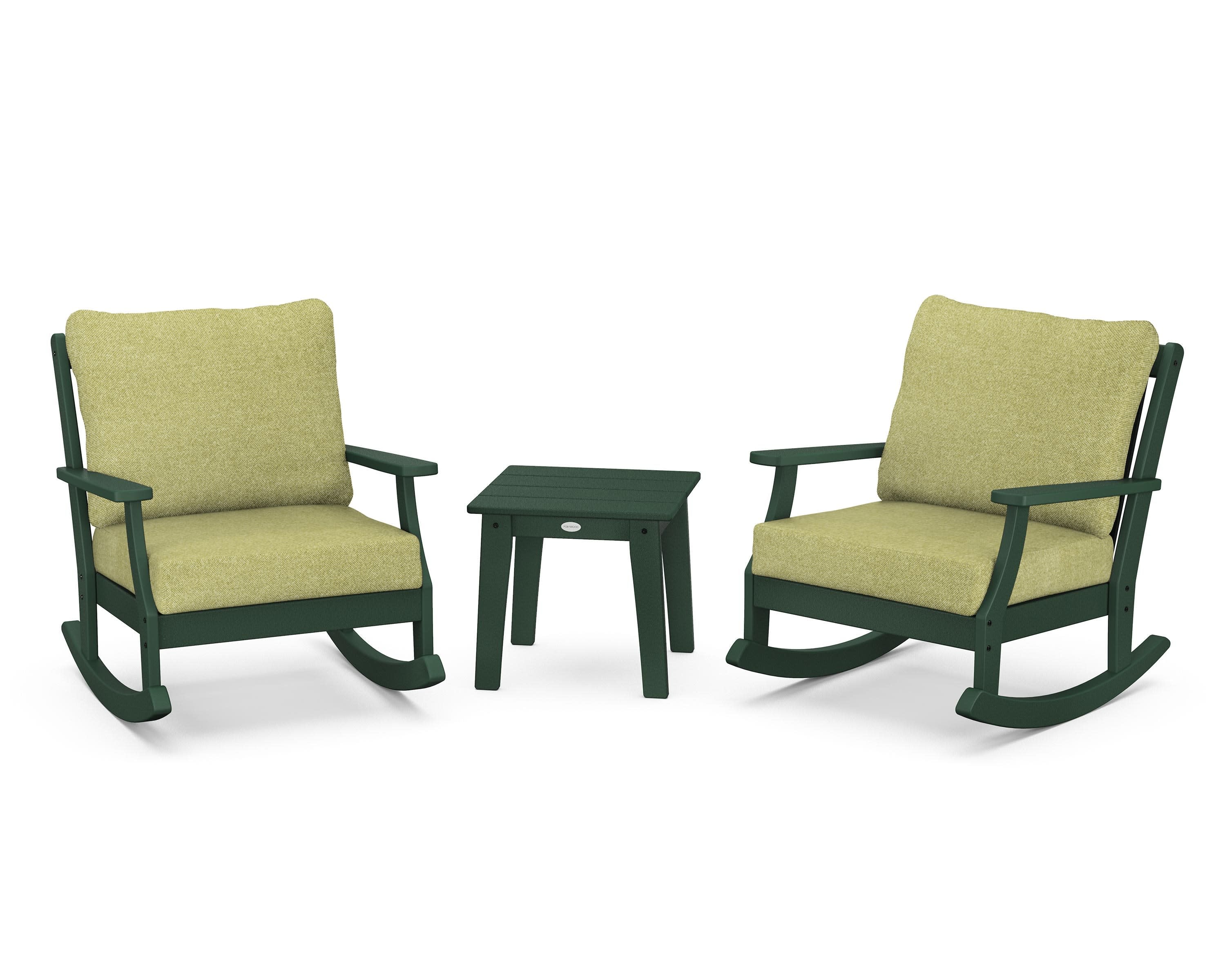 Braxton 3-Piece Deep Seating Rocker Set in Green / Chartreuse Boucle