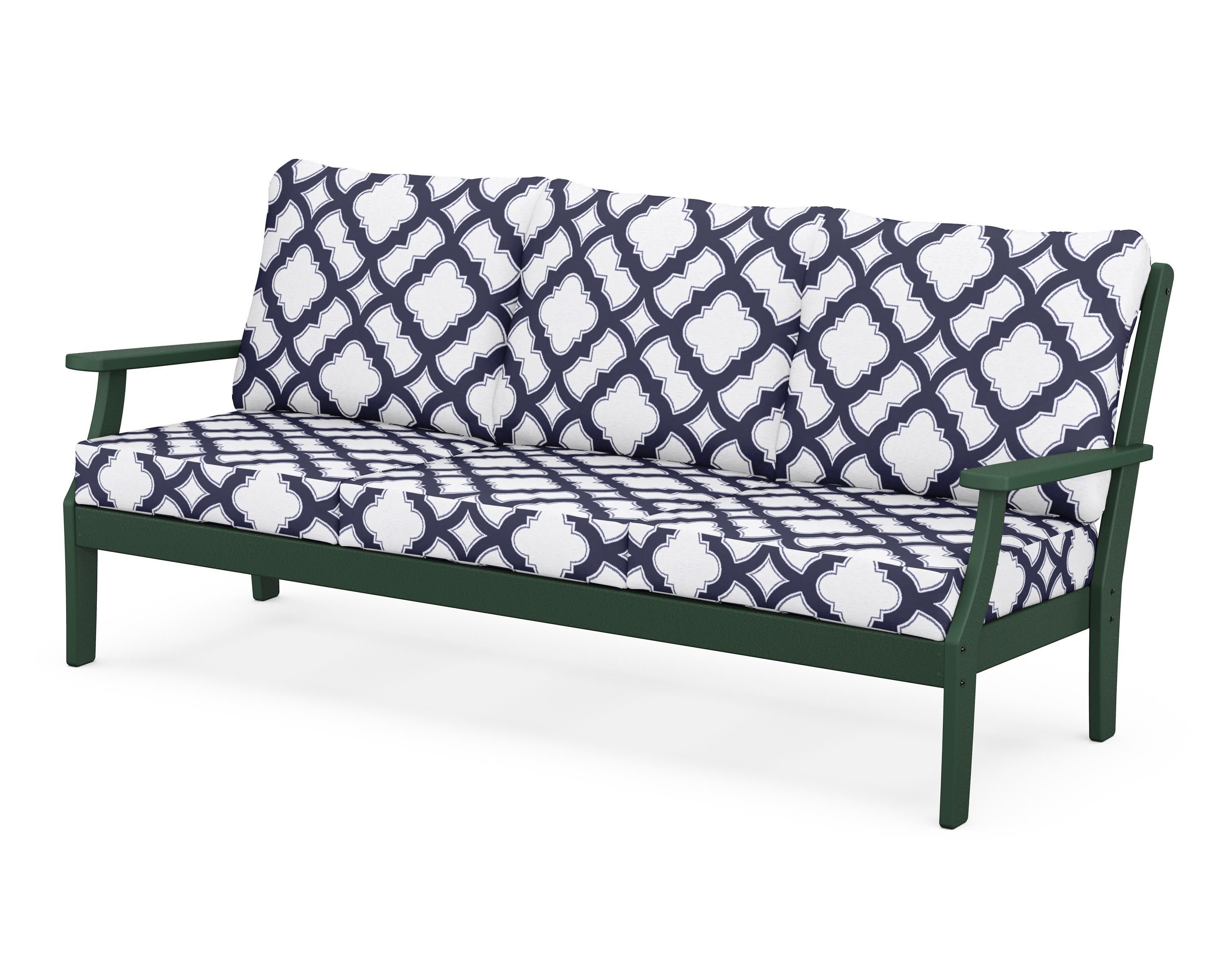 Braxton Deep Seating Sofa in Green / Trellis Navy