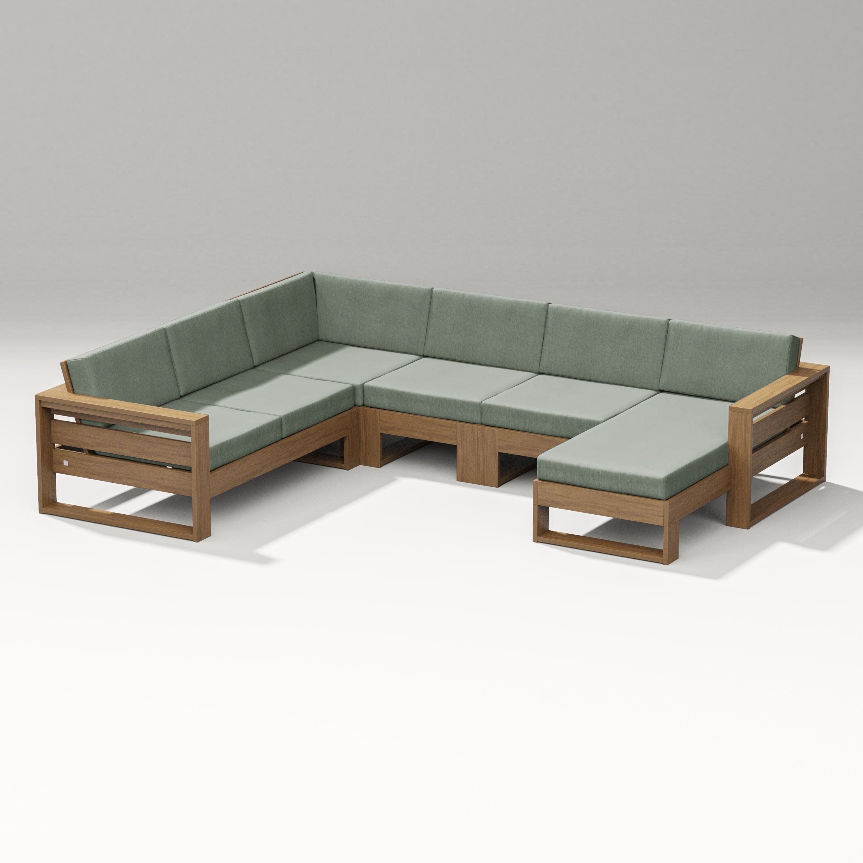 Latitude Corner Sectional with Right Chaise in Natural / Cast Sage