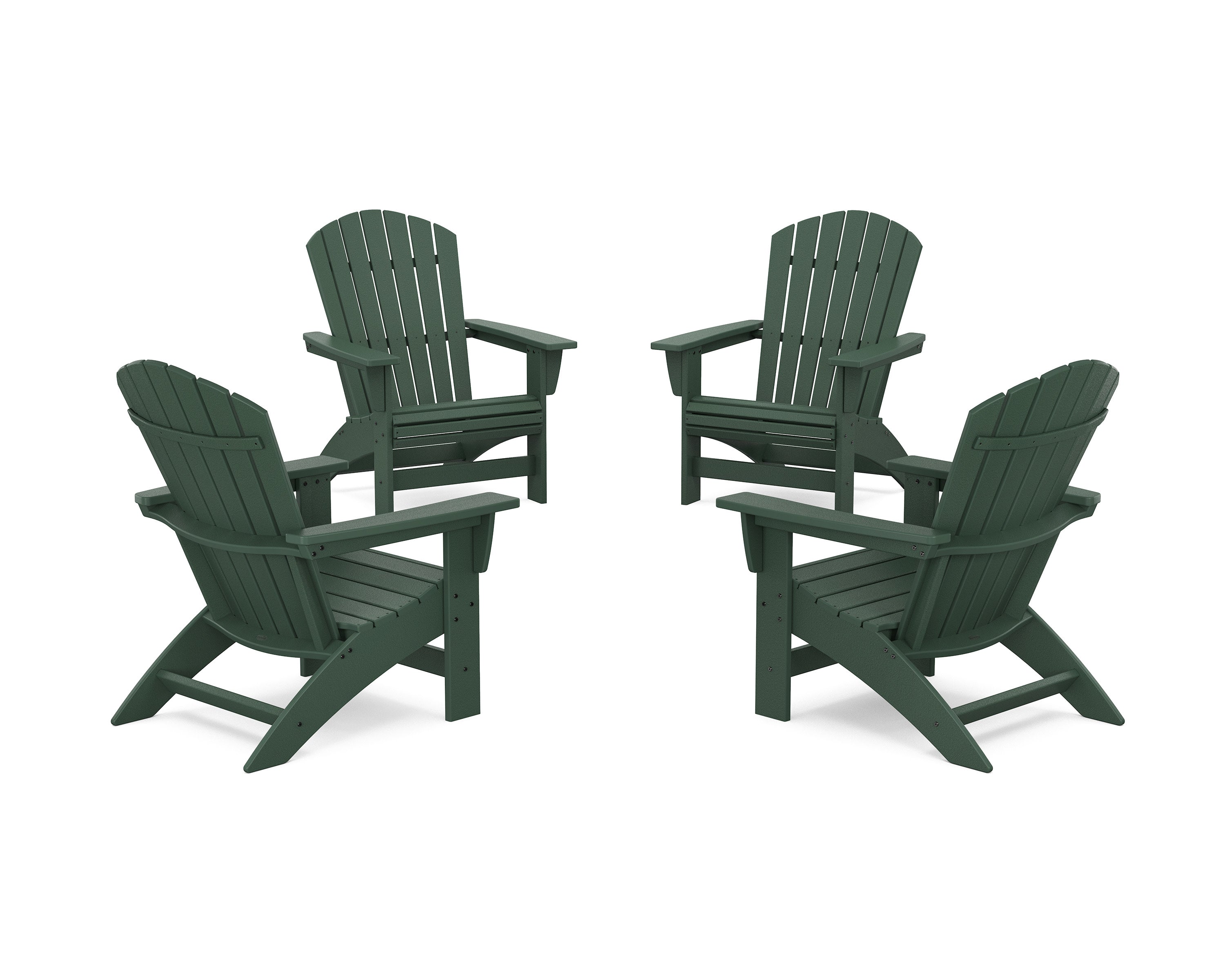 4-Piece Nautical Grand Adirondack Chair Conversation Set in Green
