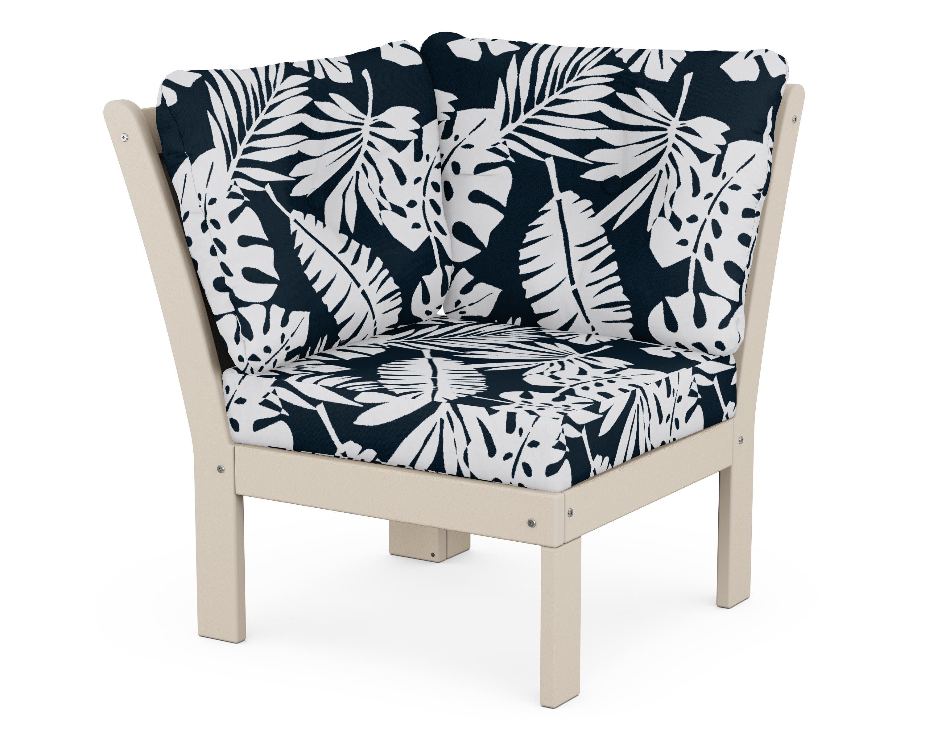 Vineyard Modular Corner Chair in Sand / Leaf Marine Indigo