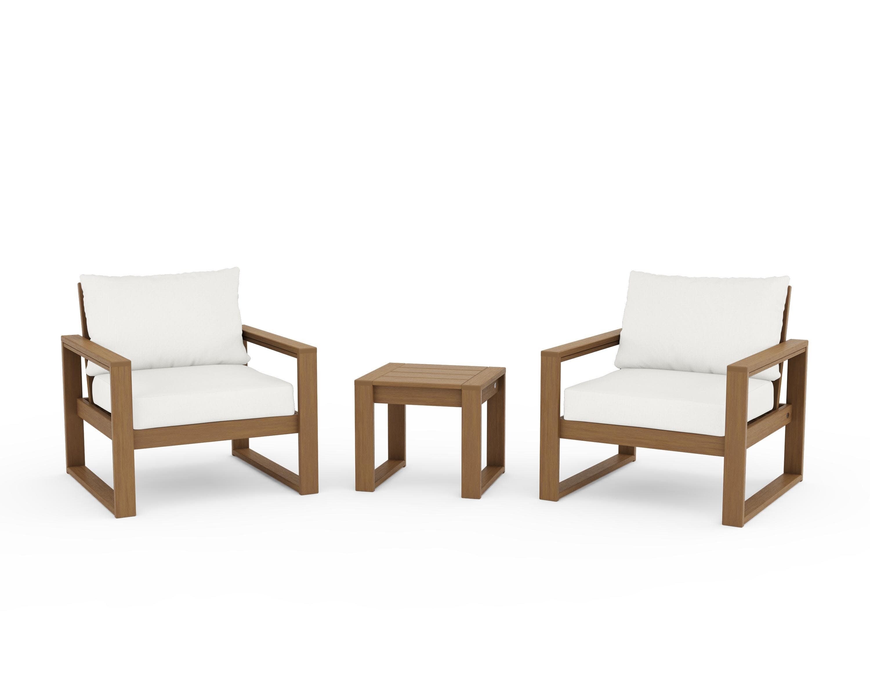 EDGE Sectional 3-Piece Deep Seating Set in Natural / Natural Linen