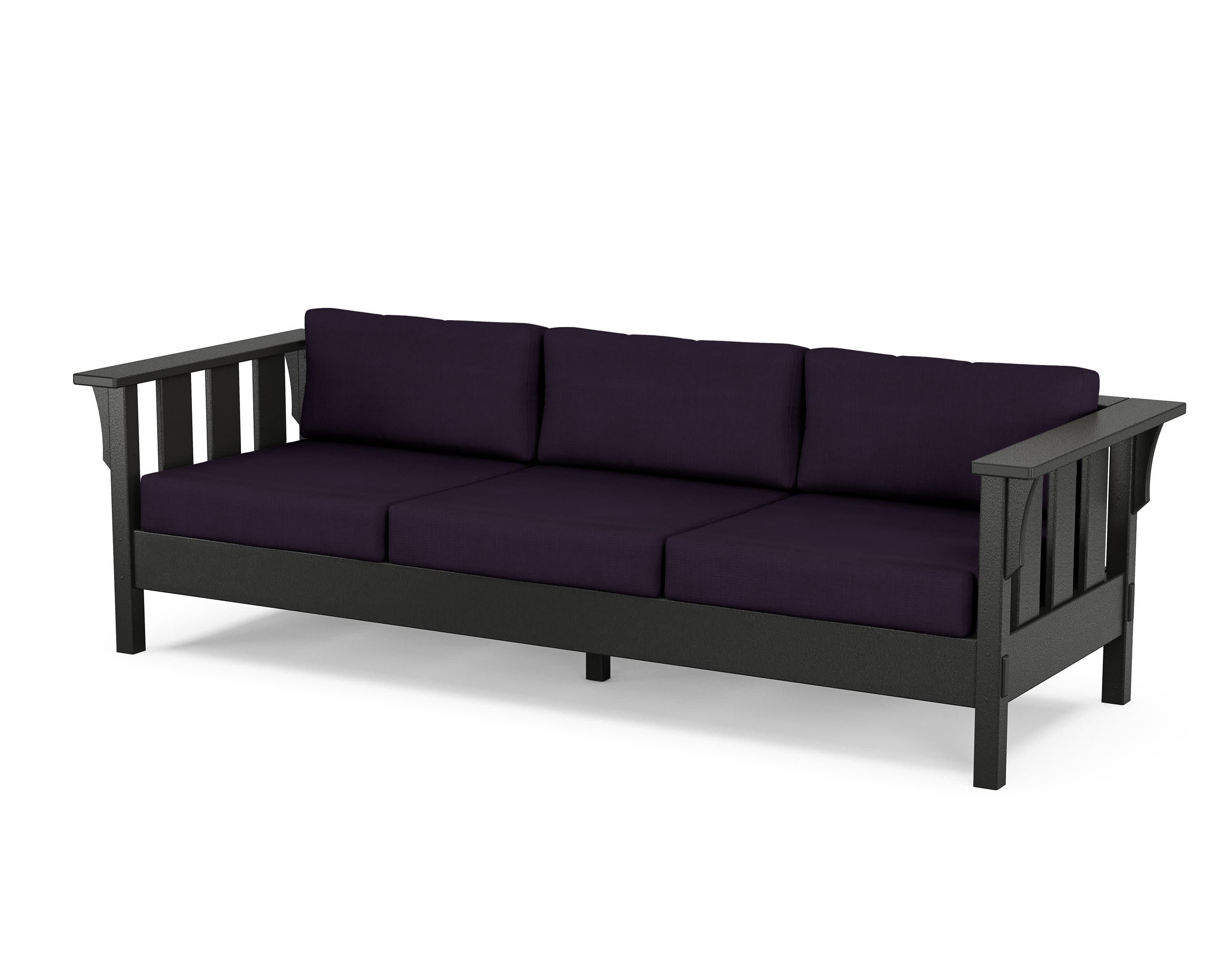 Acadia Deep Seating Sofa in Black / Navy Linen