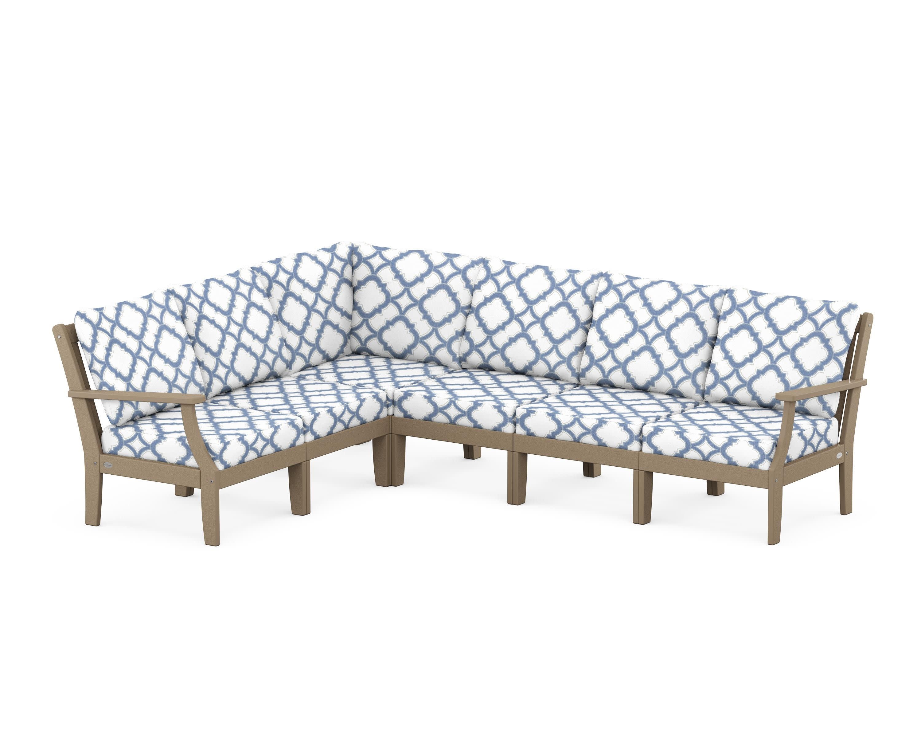 Braxton Modular 6-Piece Deep Seating Set in Vintage Sahara / Trellis Sky Blue