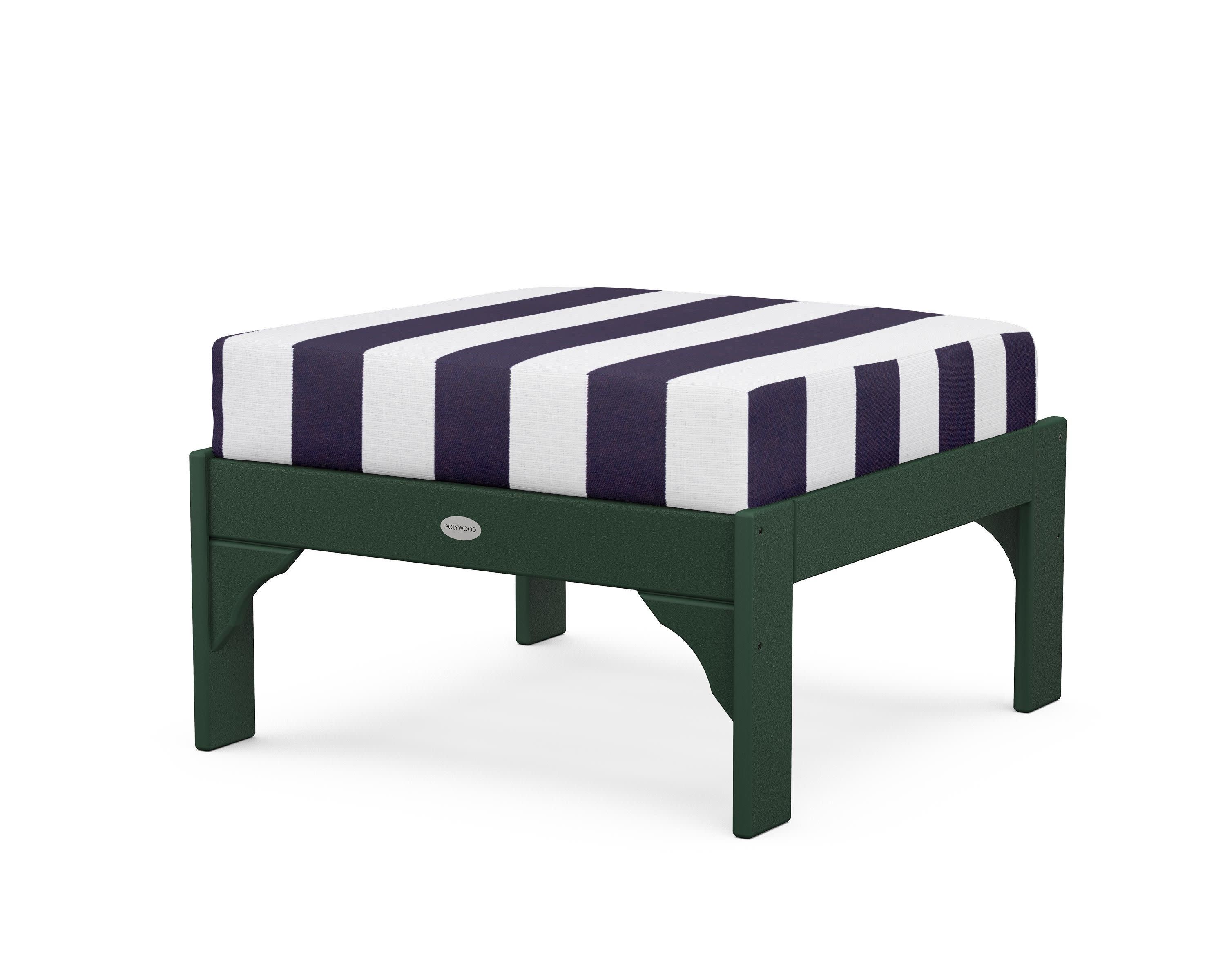 Vineyard Deep Seating Ottoman in Green / Cabana Stripe Navy