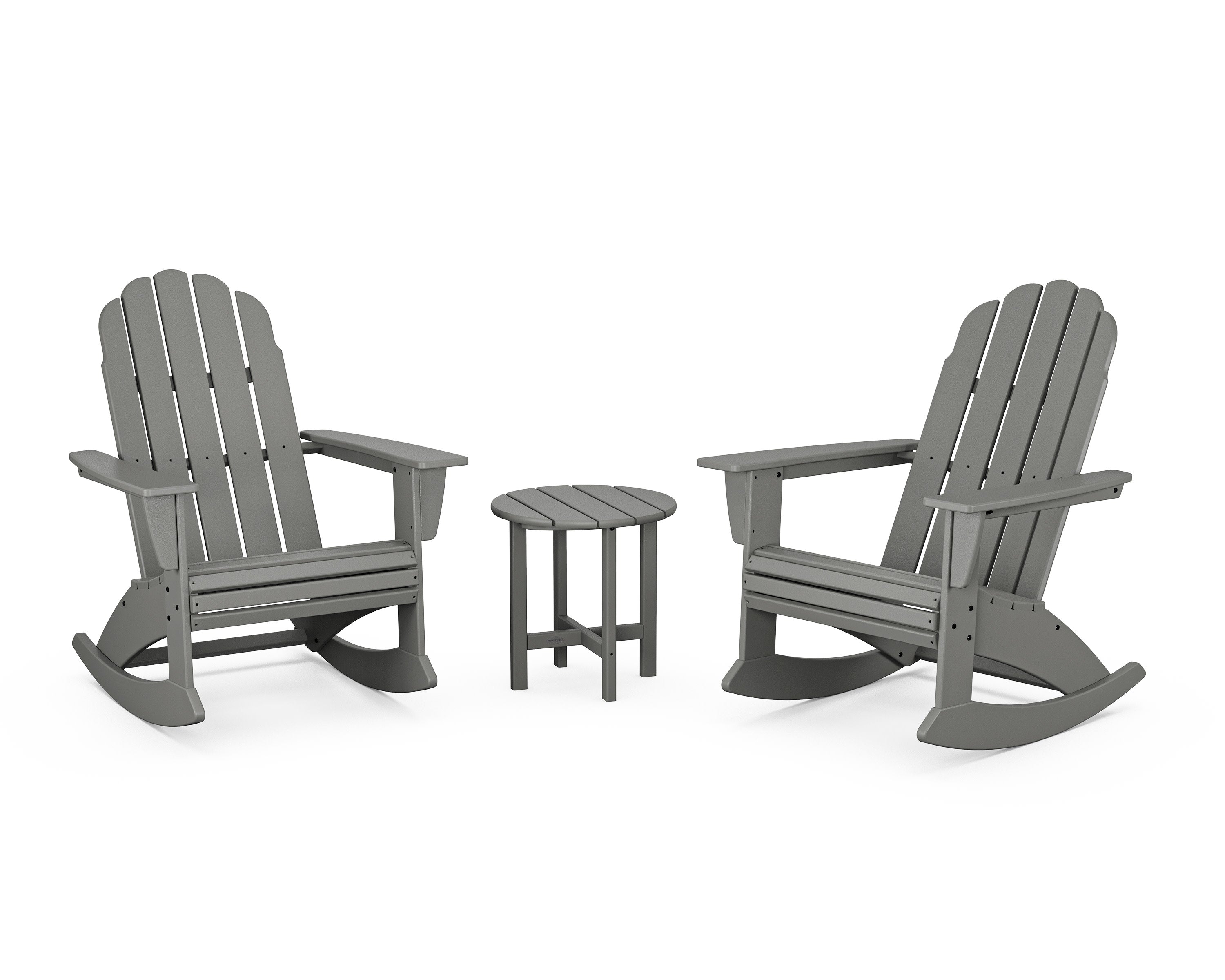 Vineyard Curveback 3-Piece Adirondack Rocking Chair Set in Slate Grey