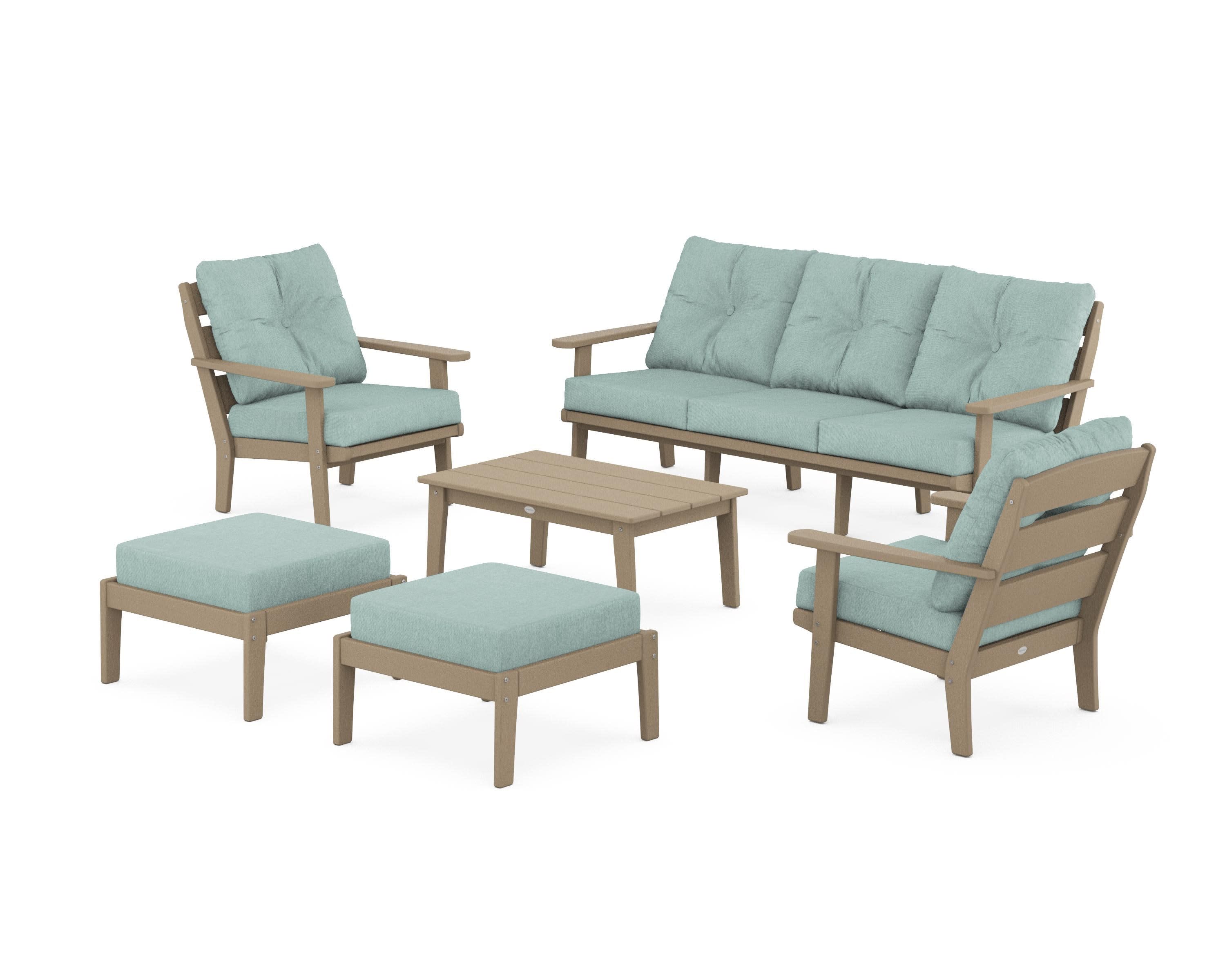 Lakeside 6-Piece Lounge Sofa Set in Vintage Sahara / Glacier Spa