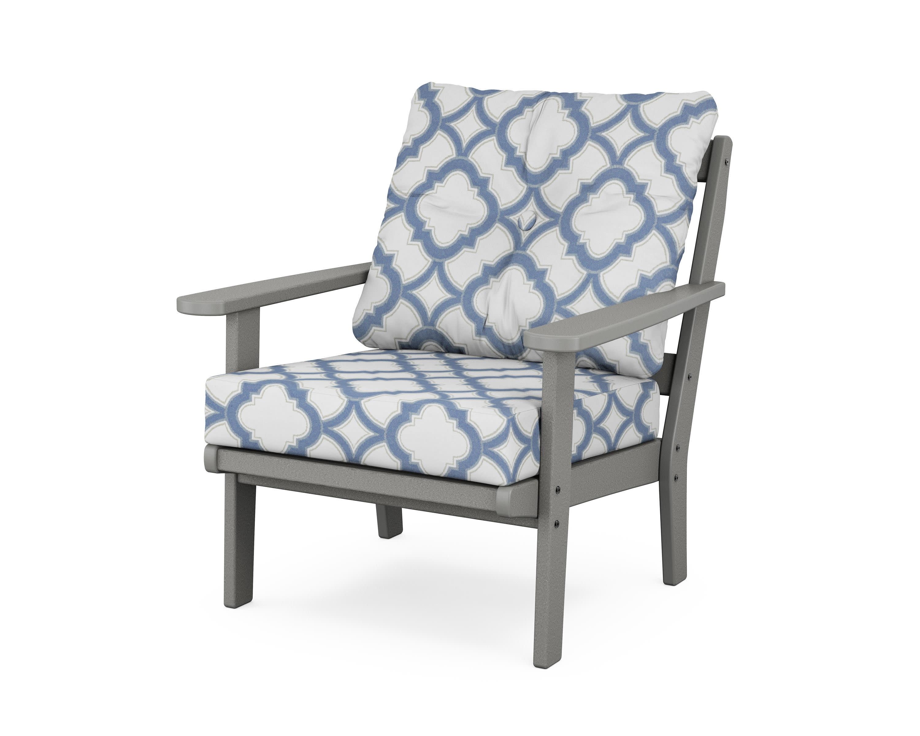 Mission Deep Seating Chair in Slate Grey / Trellis Sky Blue