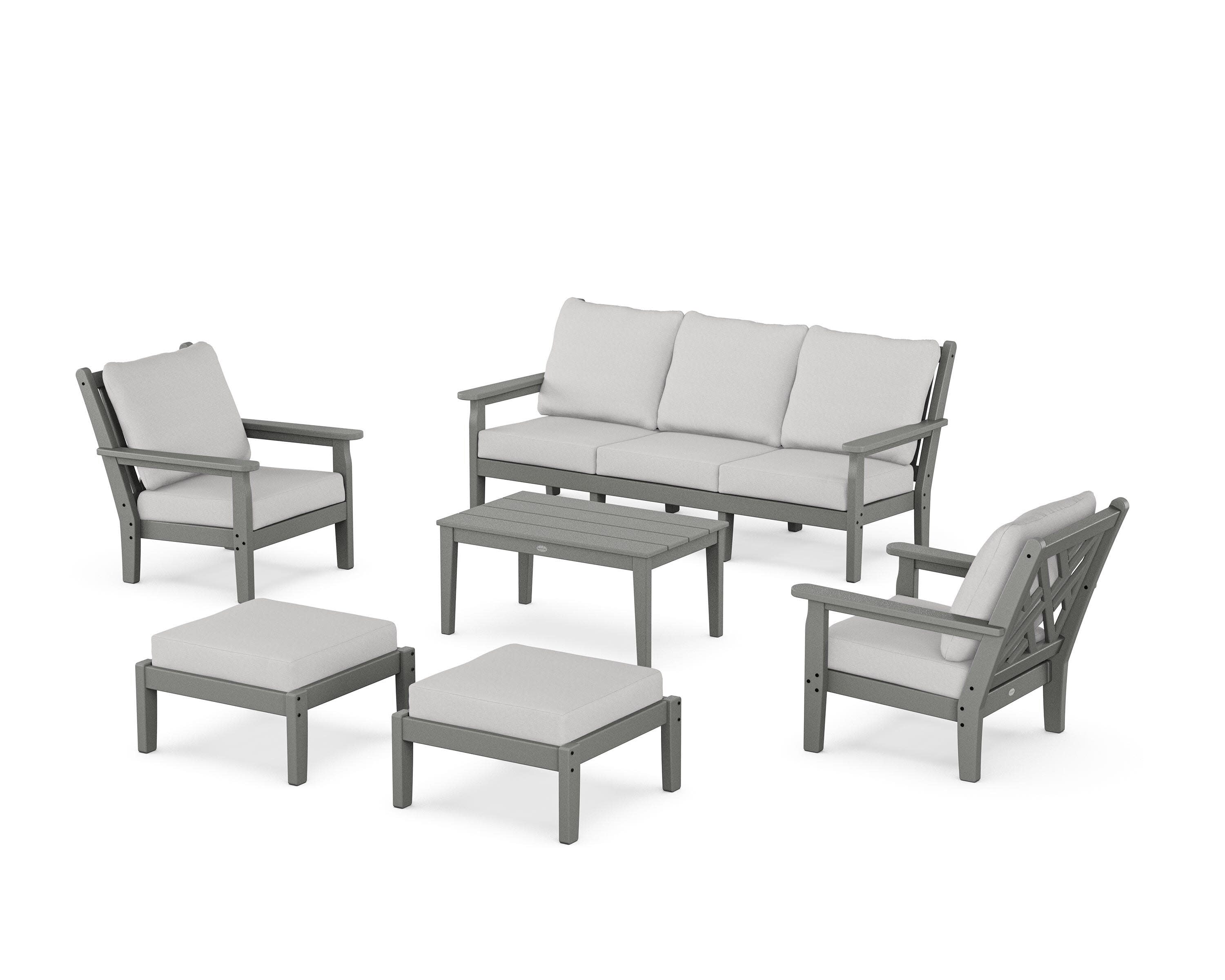 Chippendale 6-Piece Lounge Sofa Set in Slate Grey / Diamond in the Rough
