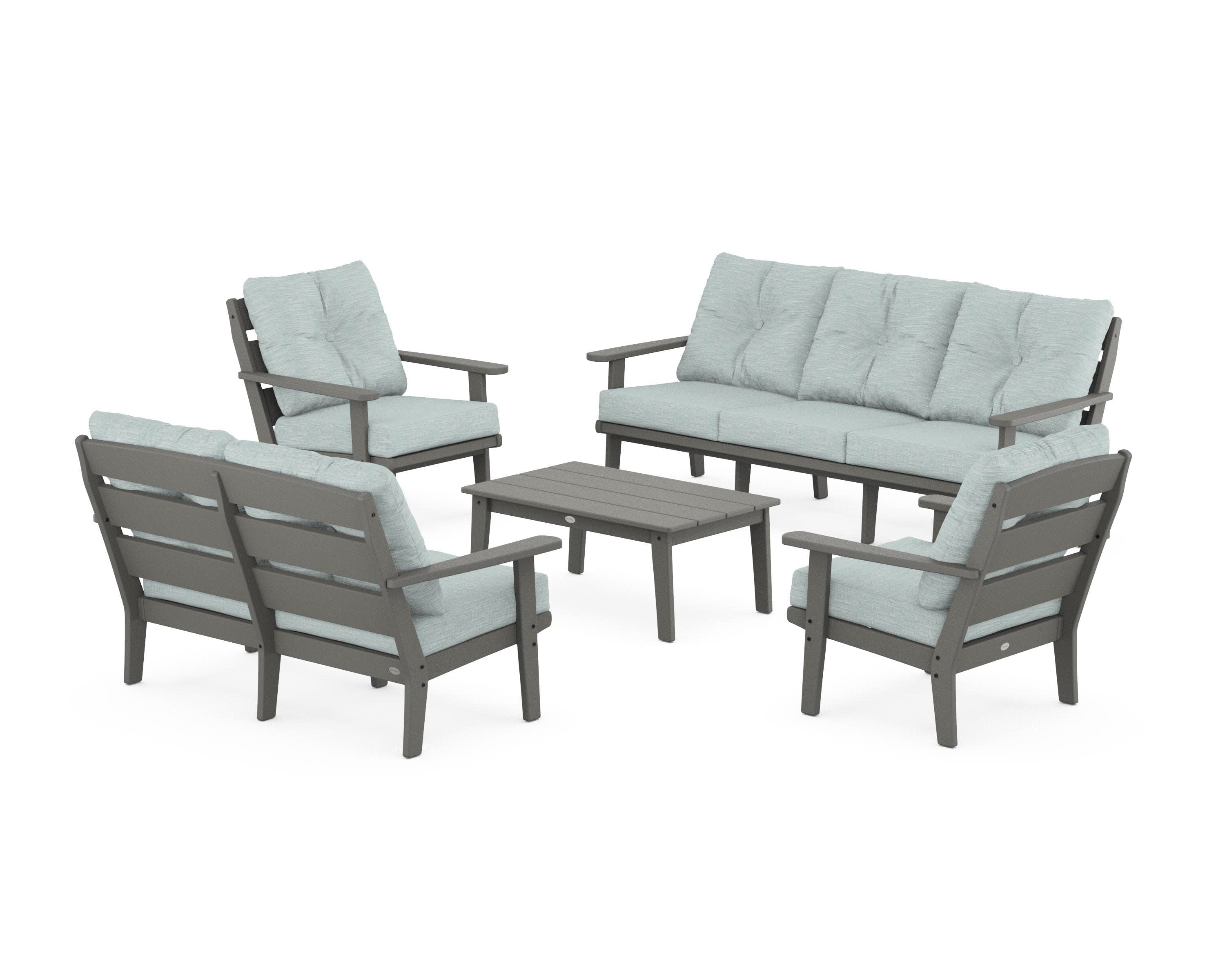 Lakeside 5-Piece Lounge Sofa Set in Slate Grey / Soothe Mist