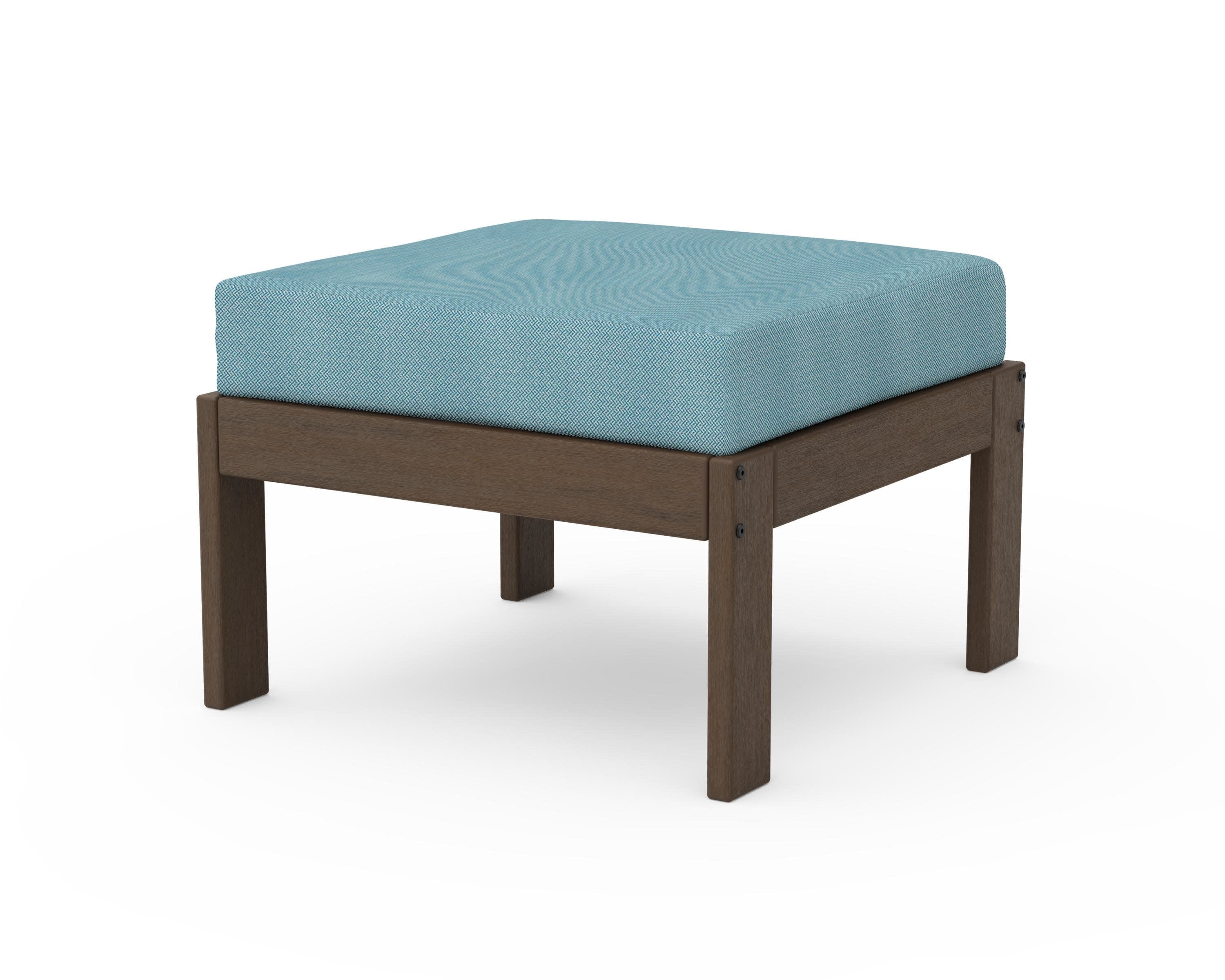 Vineyard Modular Ottoman in Kona / Lattice Sky Blue