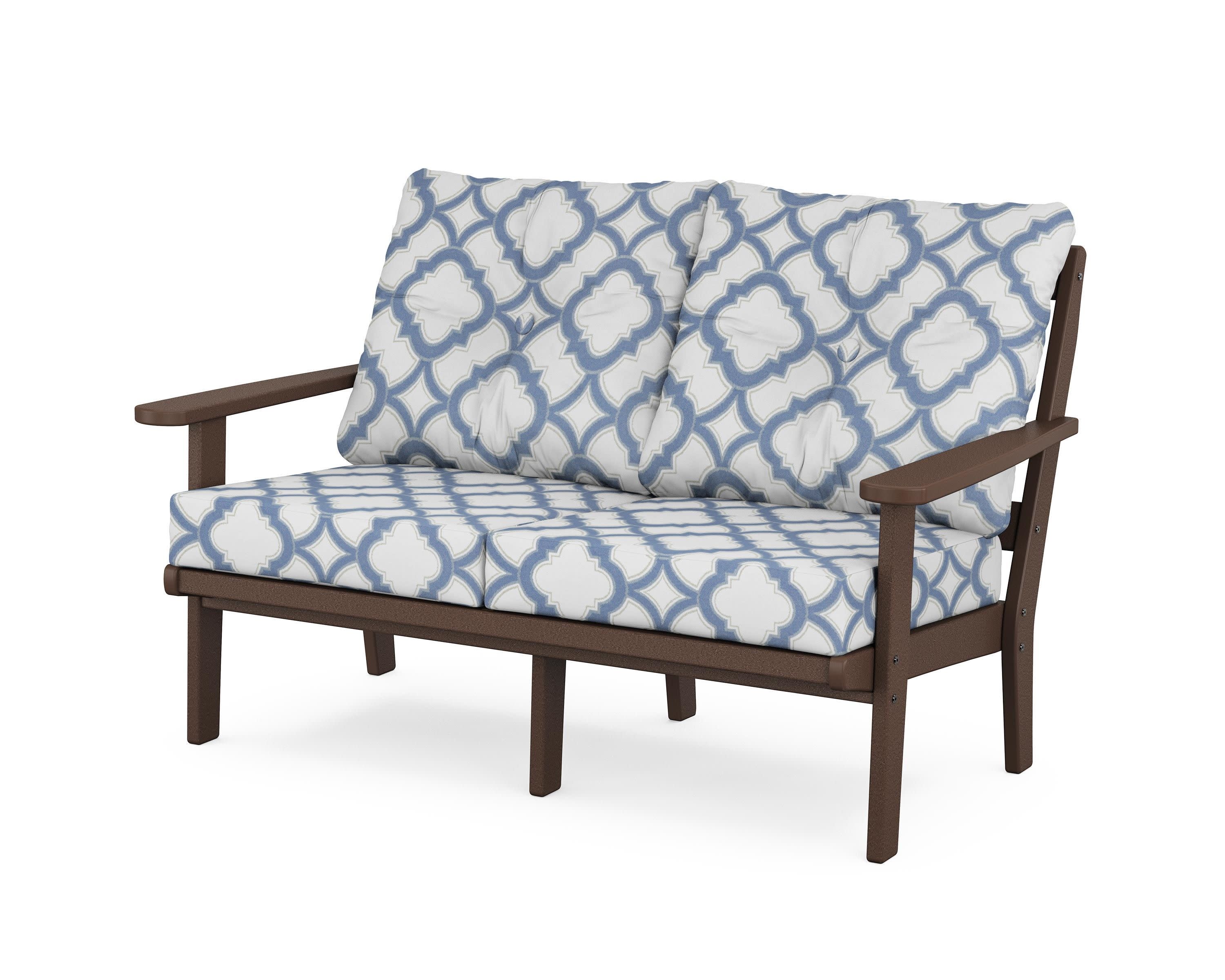Mission Deep SeatingLoveseat in Mahogany / Trellis Sky Blue