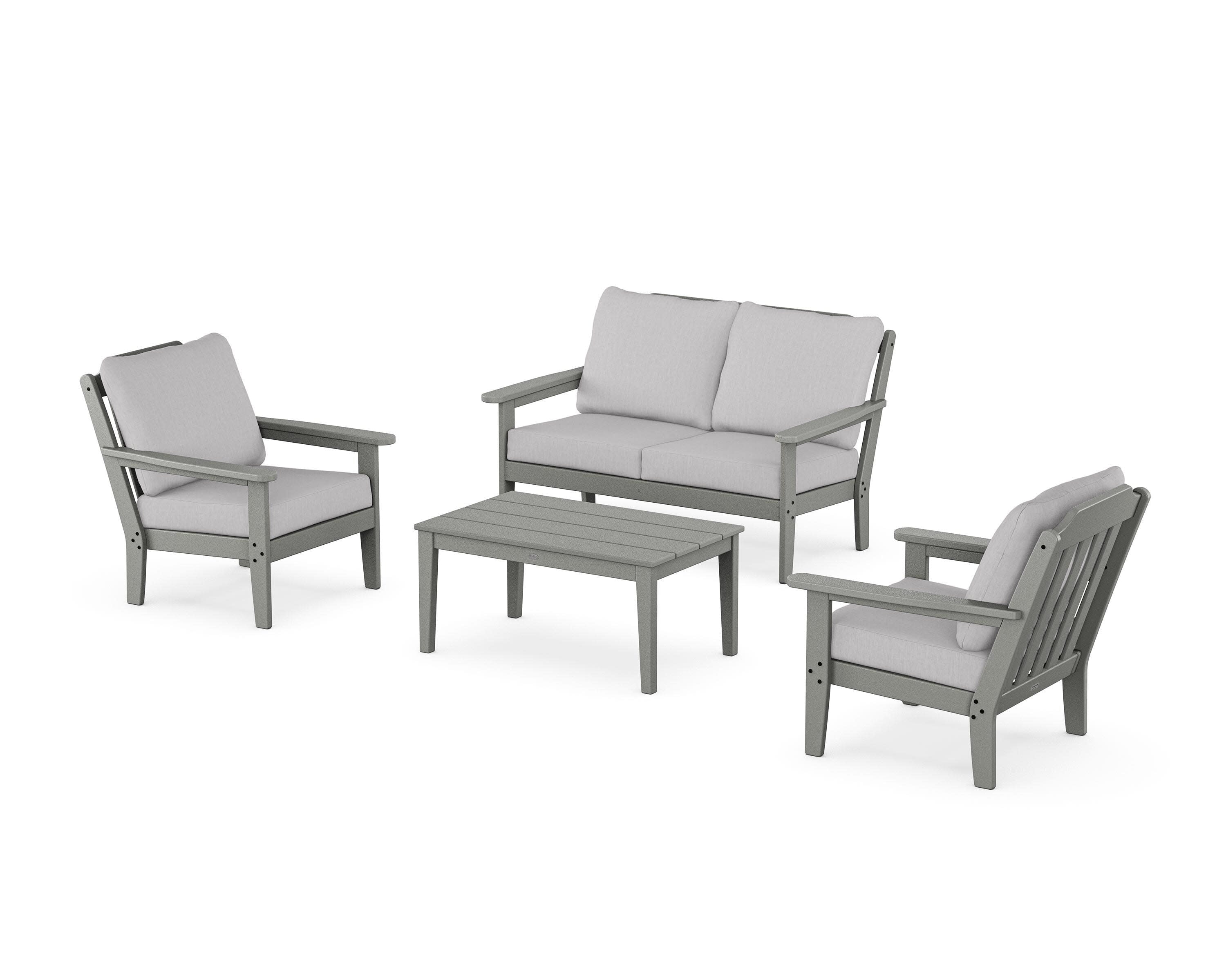 Cottage 4-Piece Deep Seating Set with Loveseat in Slate Grey / Granite