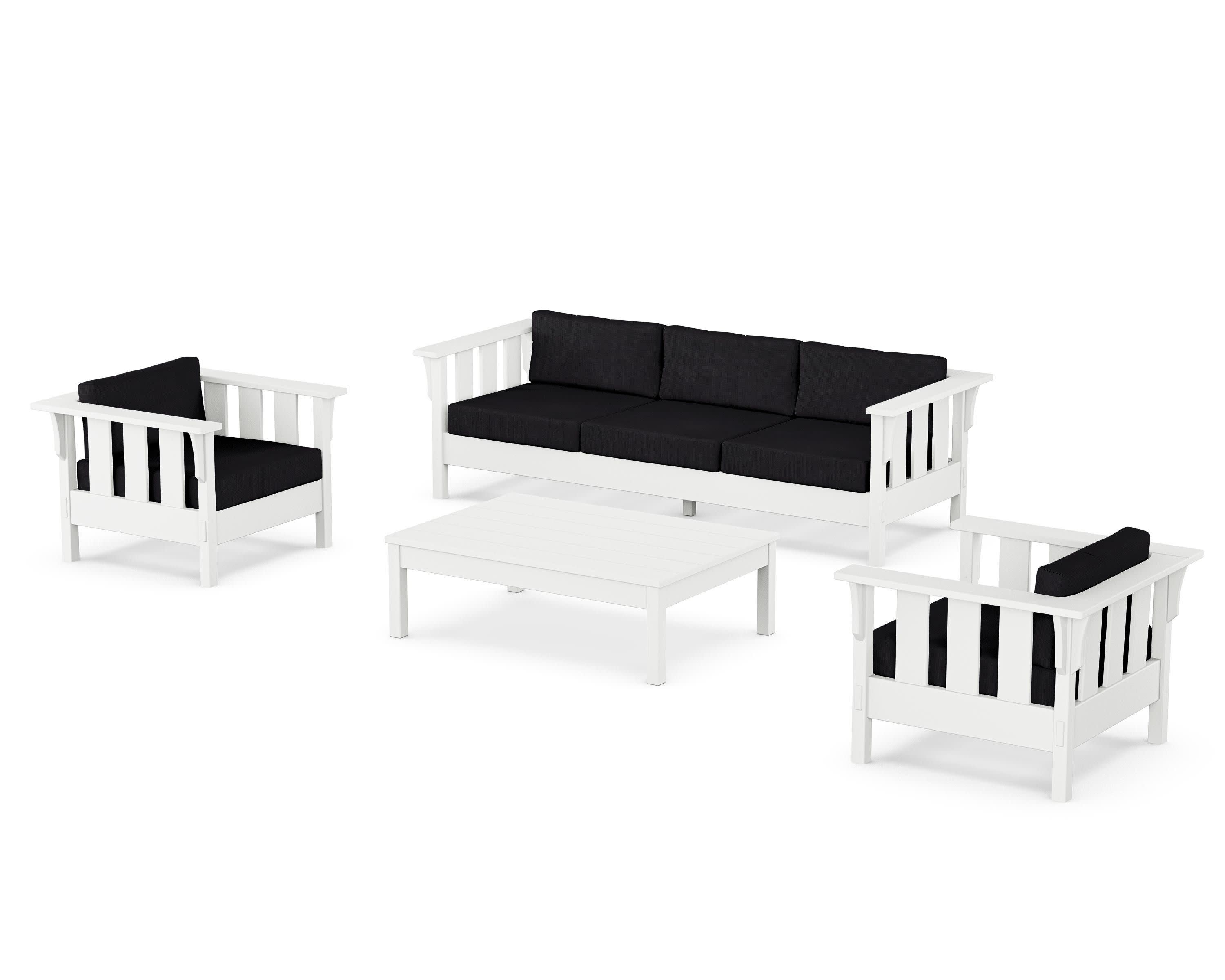 Acadia 4-Piece Deep Seating Set with Sofa in White / Midnight Linen