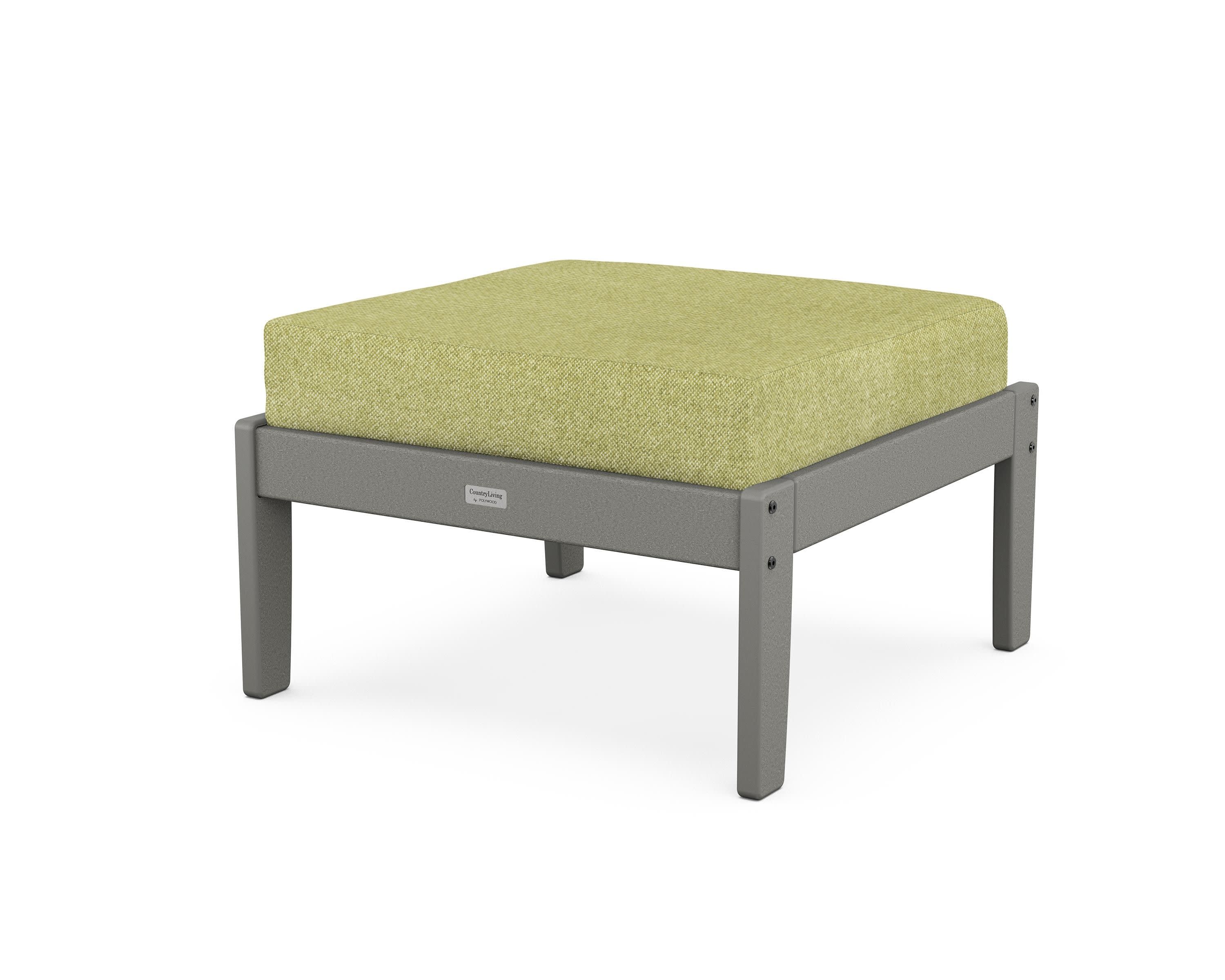 Cottage Deep Seating Ottoman in Slate Grey / Chartreuse Boucle