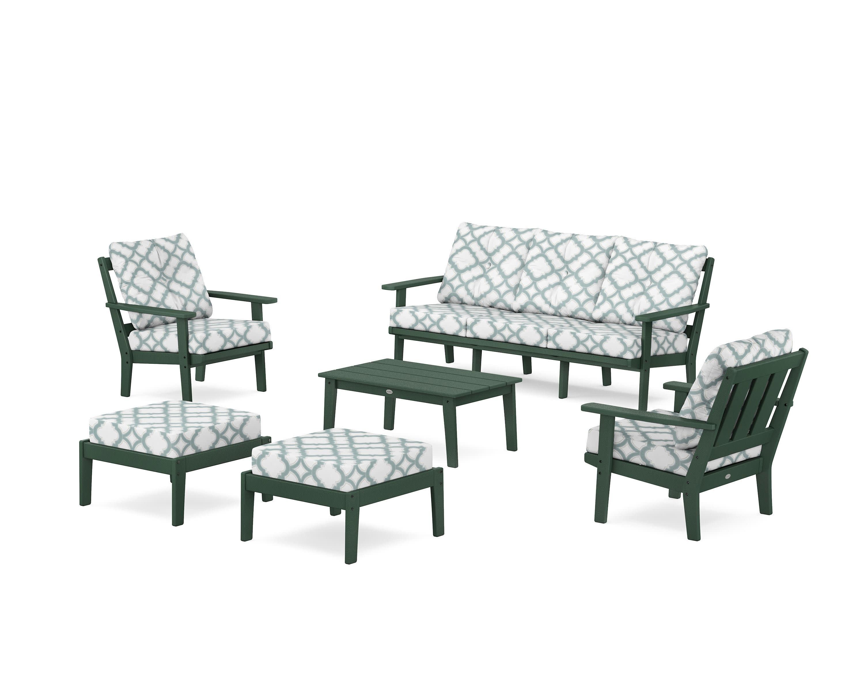 Oxford 6-Piece Lounge Sofa Set in Green / Trellis Glacier Spa