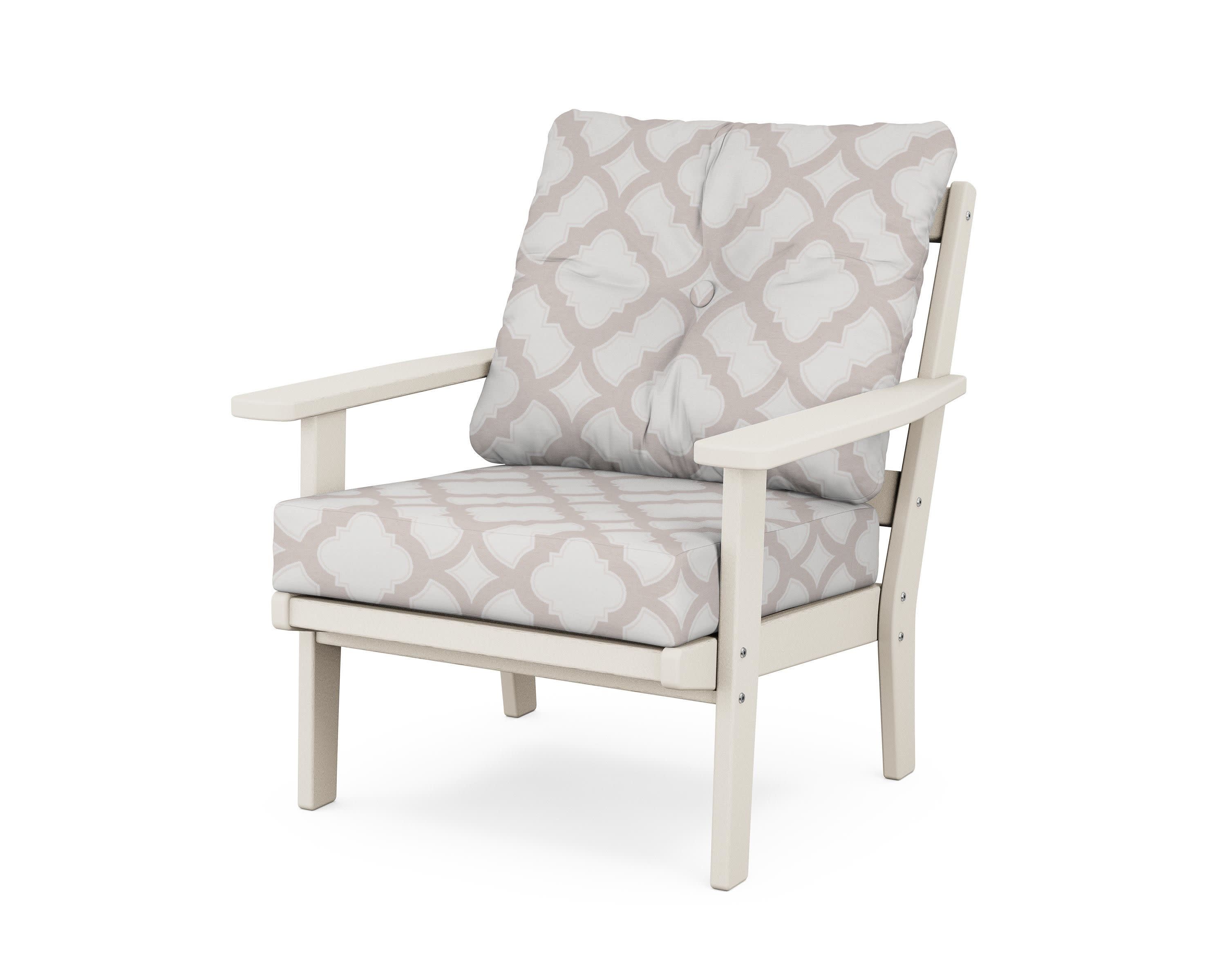 Oxford Deep Seating Chair in Sand / Trellis Dune Burlap