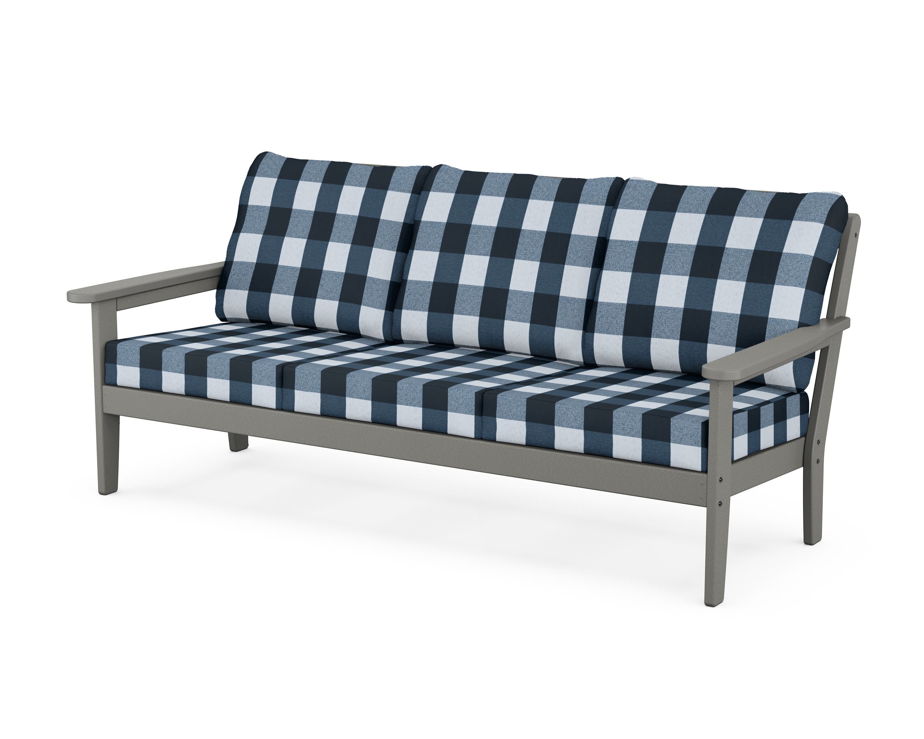 Cottage Deep Seating Sofa in Slate Grey / Buffalo Plaid Marine Indigo
