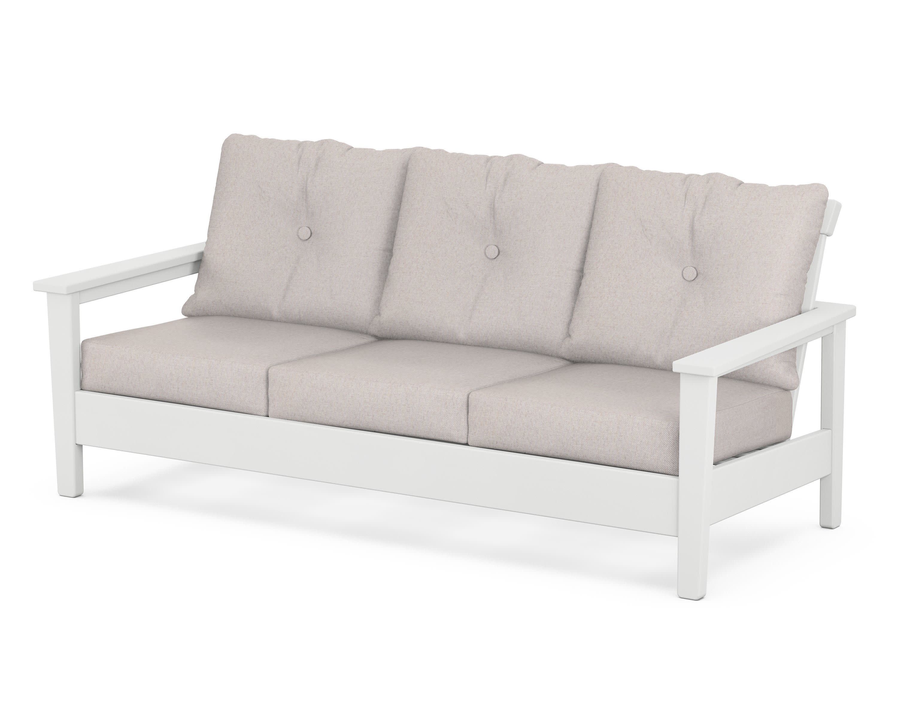 Prescott Deep Seating Sofa in White / Dune Burlap