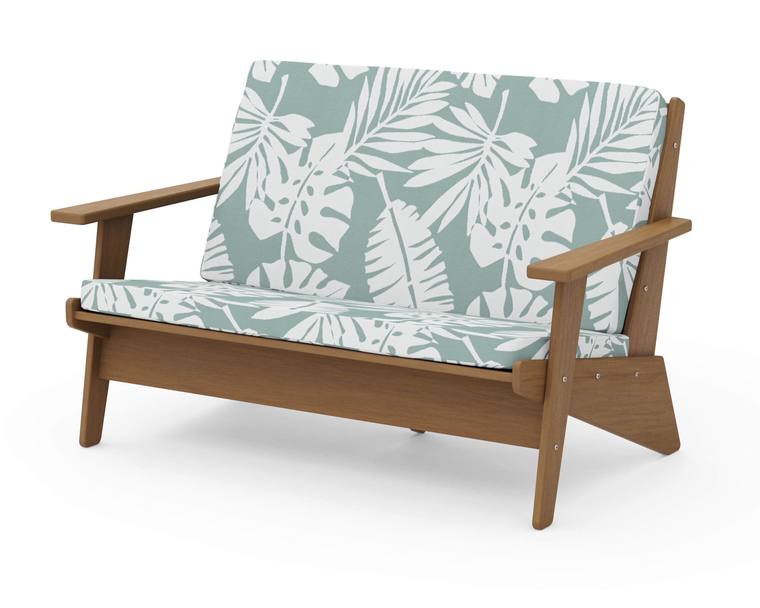 Riviera Modern Lounge Loveseat in Natural / Leaf Glacier Spa
