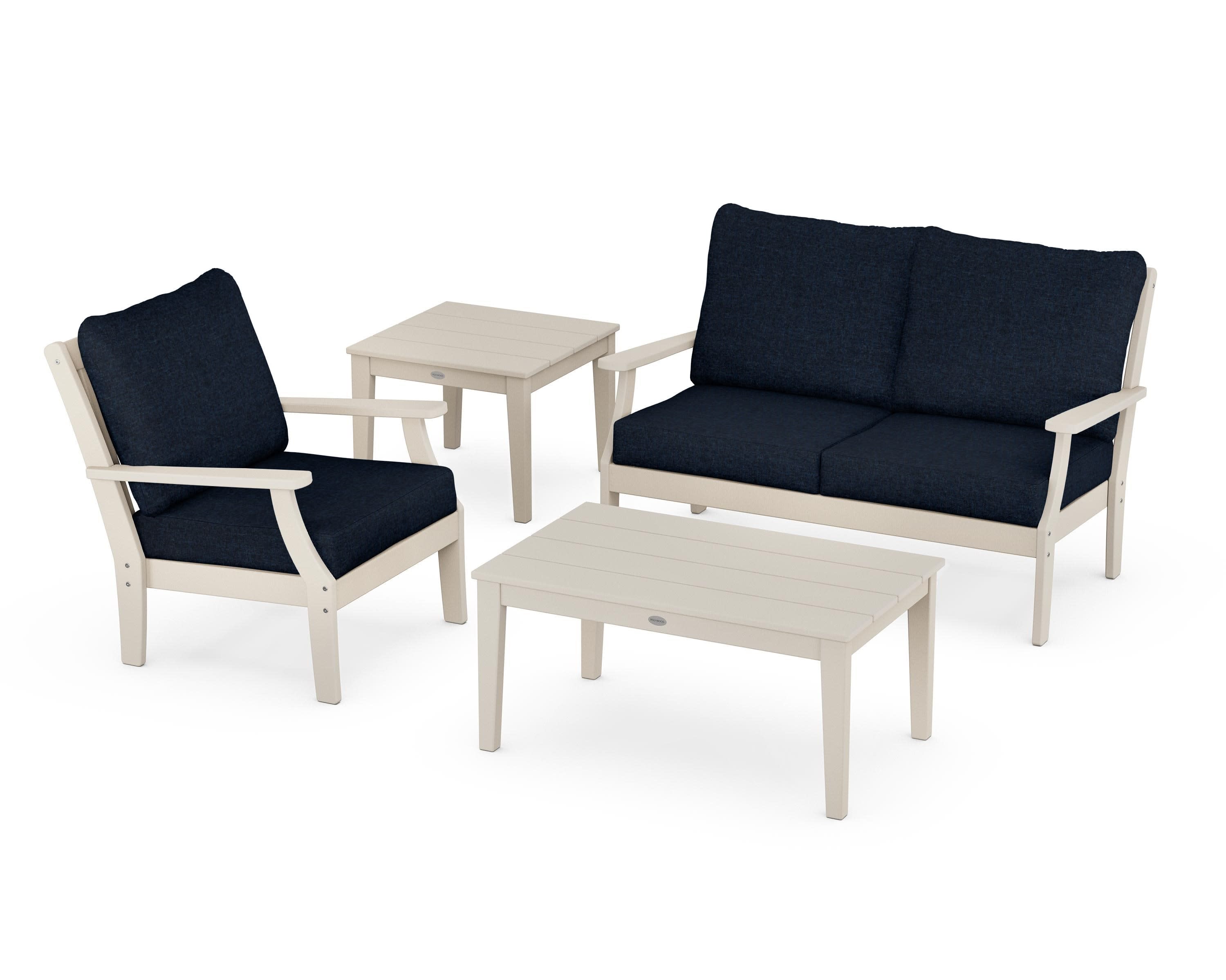 Braxton 4-Piece Deep Seating Set in Sand / Marine Indigo