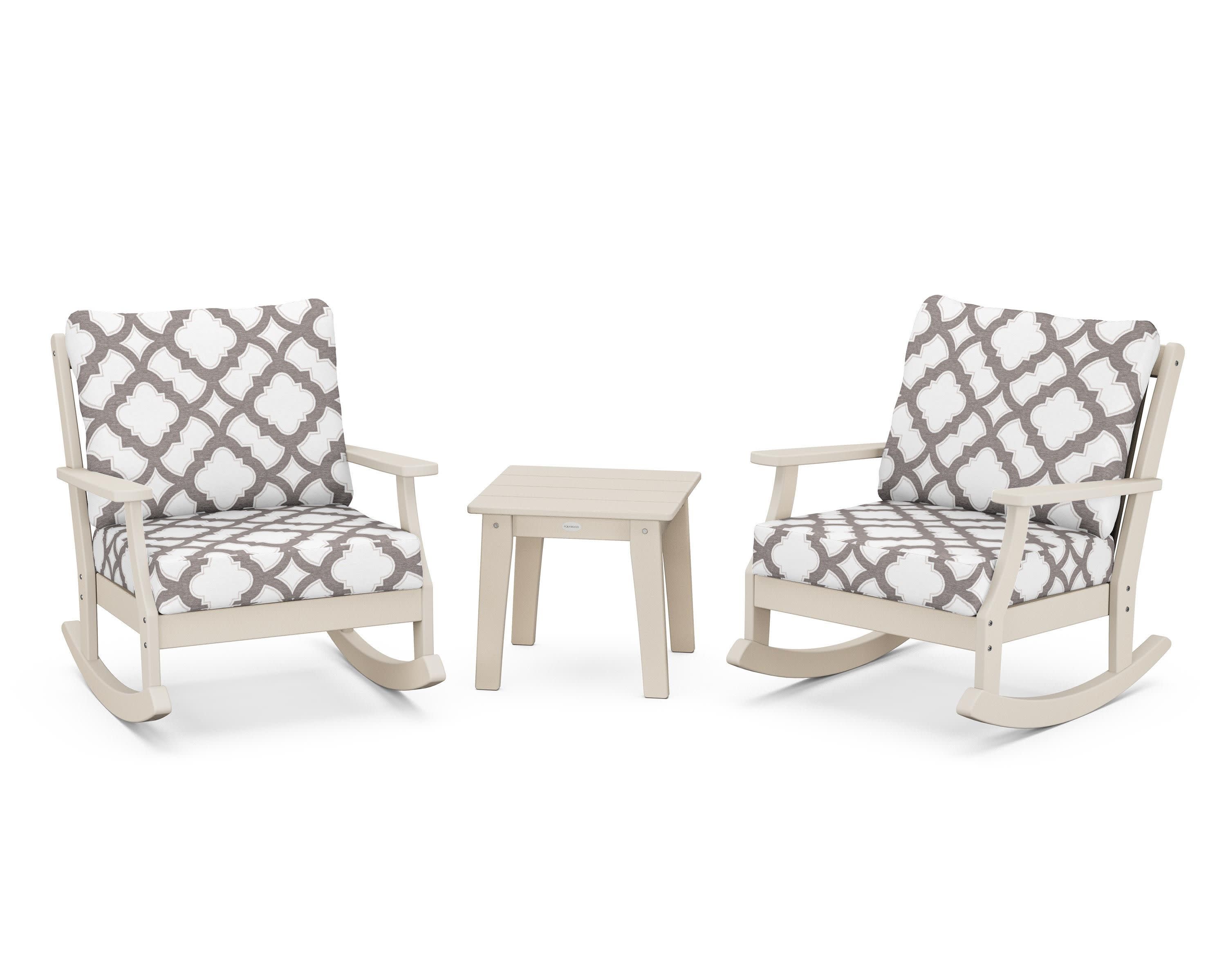 Braxton 3-Piece Deep Seating Rocker Set in Sand / Trellis Grey Mist
