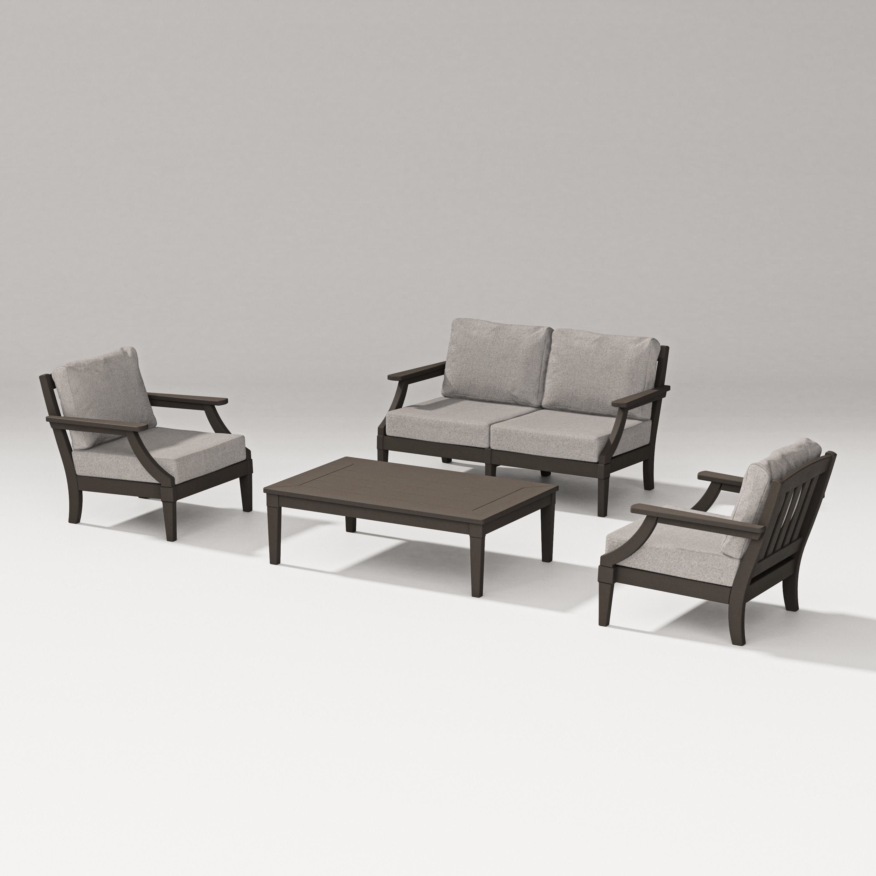 Estate Lounge 4-Piece Loveseat Set in Vintage Coffee / Weathered Tweed