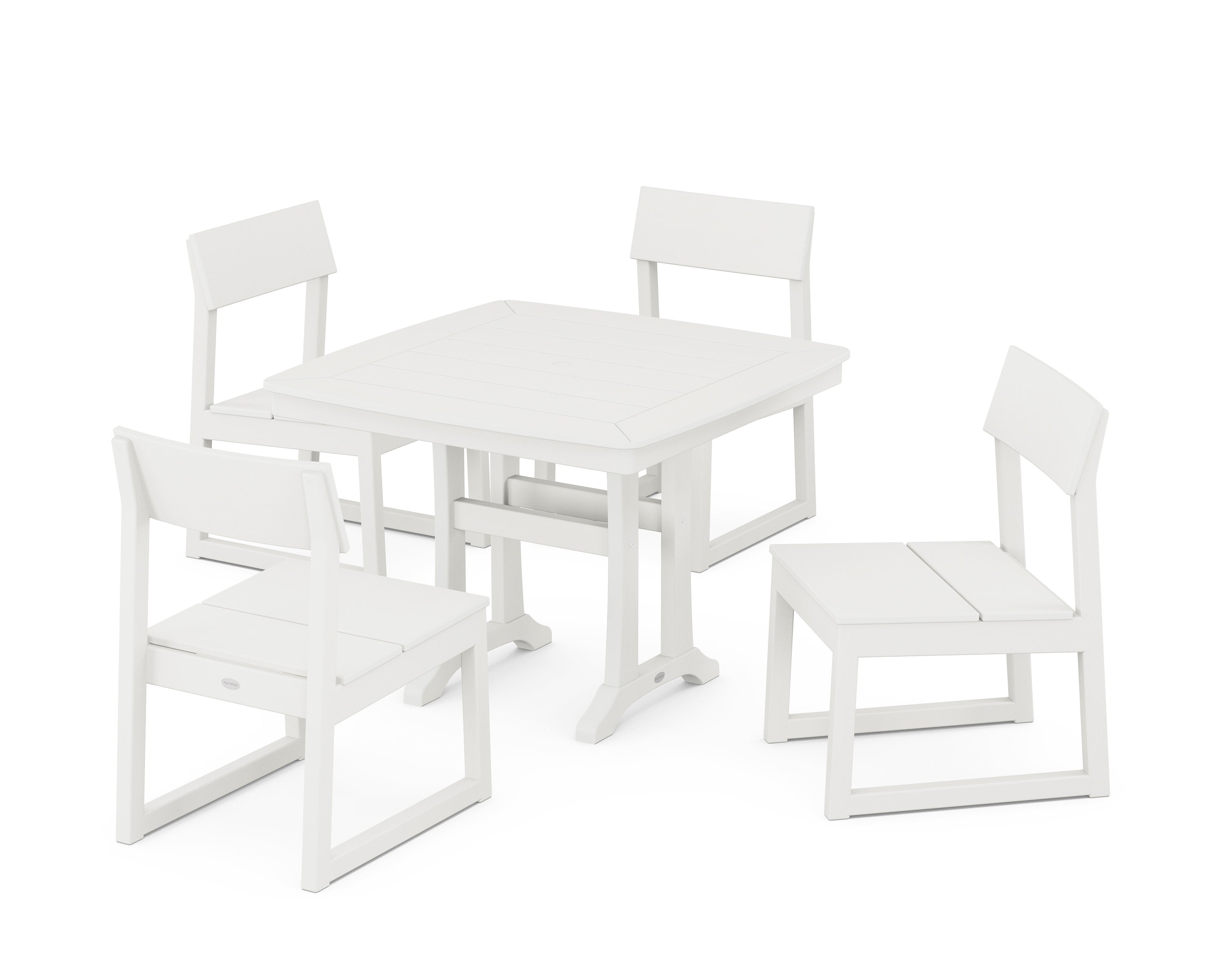 EDGE Side Chair 5-Piece Dining Set with Trestle Legs in Vintage White
